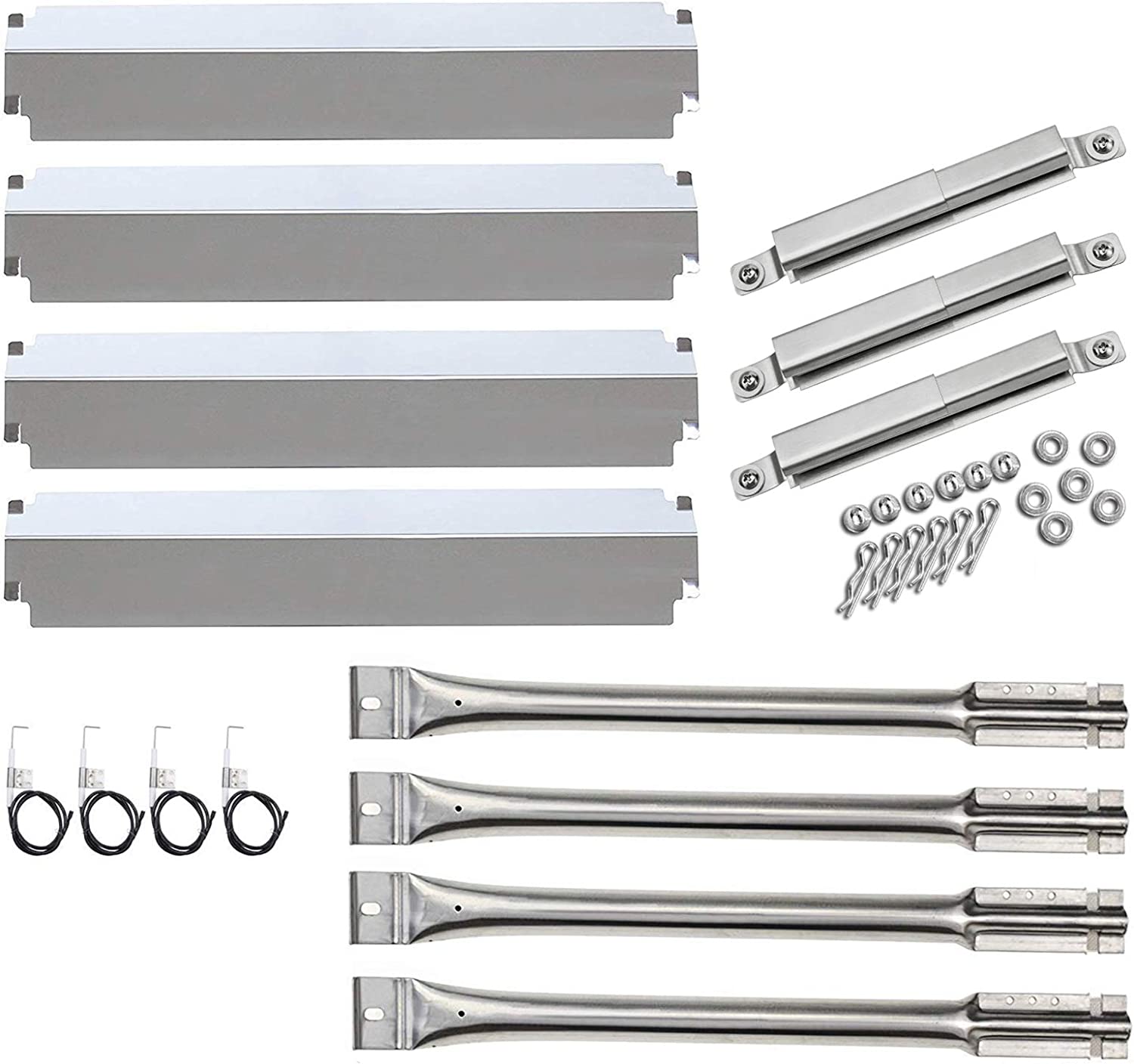 Replacement for Charbroil 463248208, 463268107, 466248208 Gas Grill Stainless Steel Burners, CrossoverTubes, Heat Plates, Electronic igniters - Mycitystee