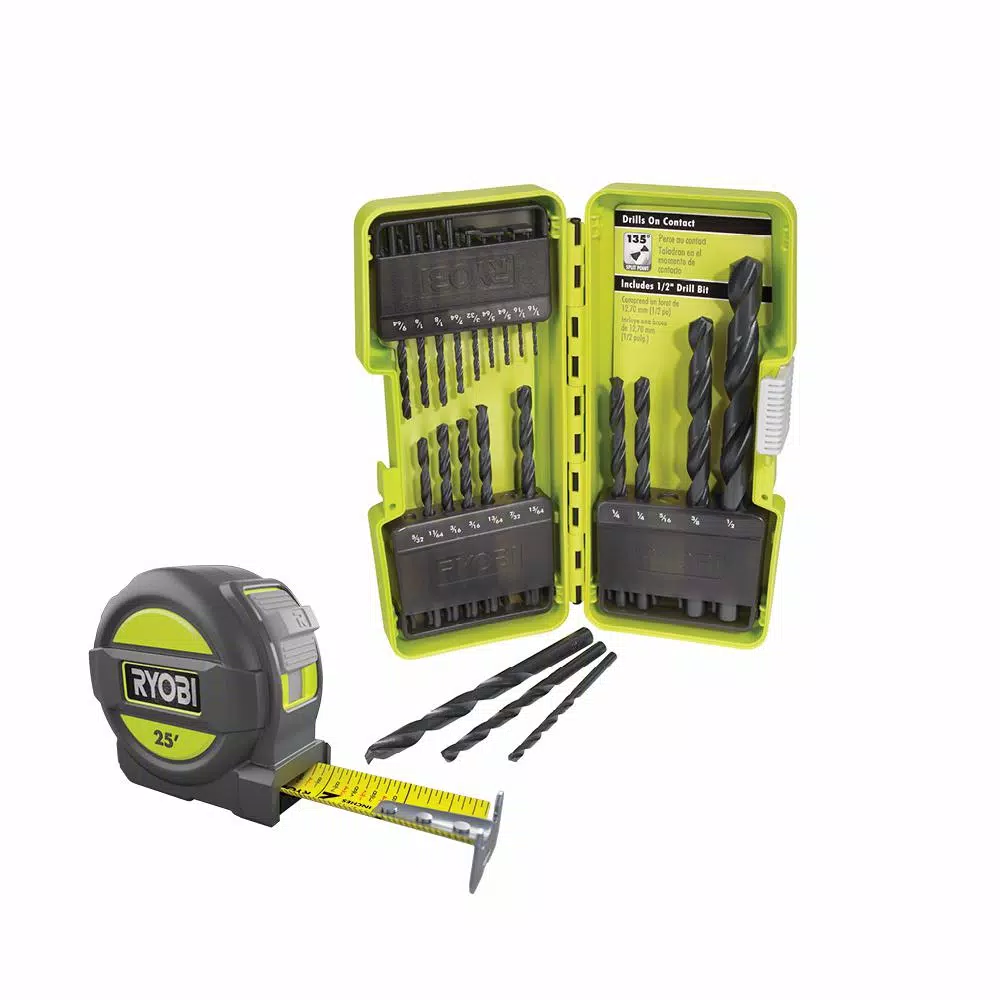 RYOBI Black Oxide Drill Bit Set (21-Piece) with BONUS 25FT Tape Measure and#8211; XDC Depot - Mycitystee