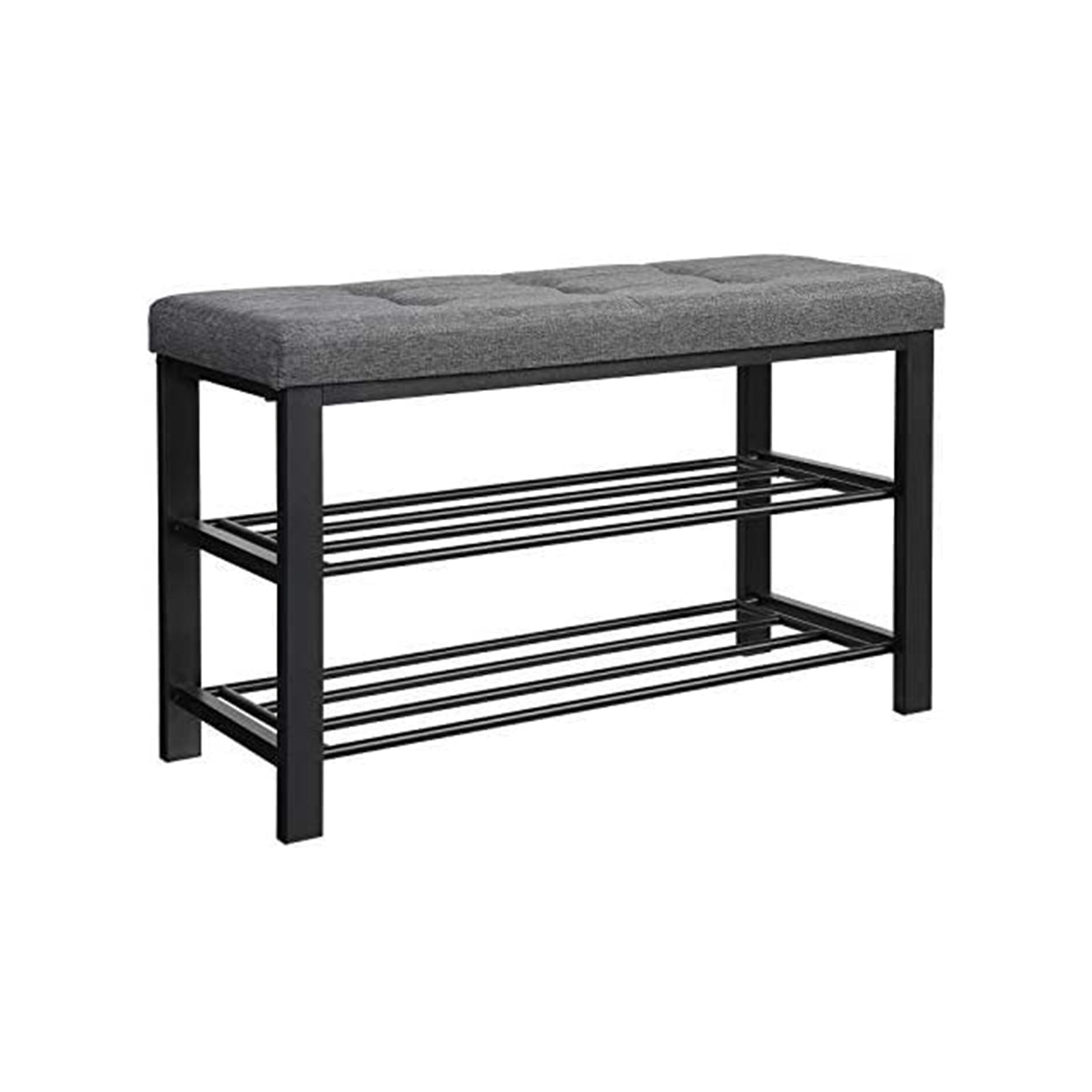SONGMICS Black 3-Tier Shoe Rack with Gray Cushion - Mycitystee
