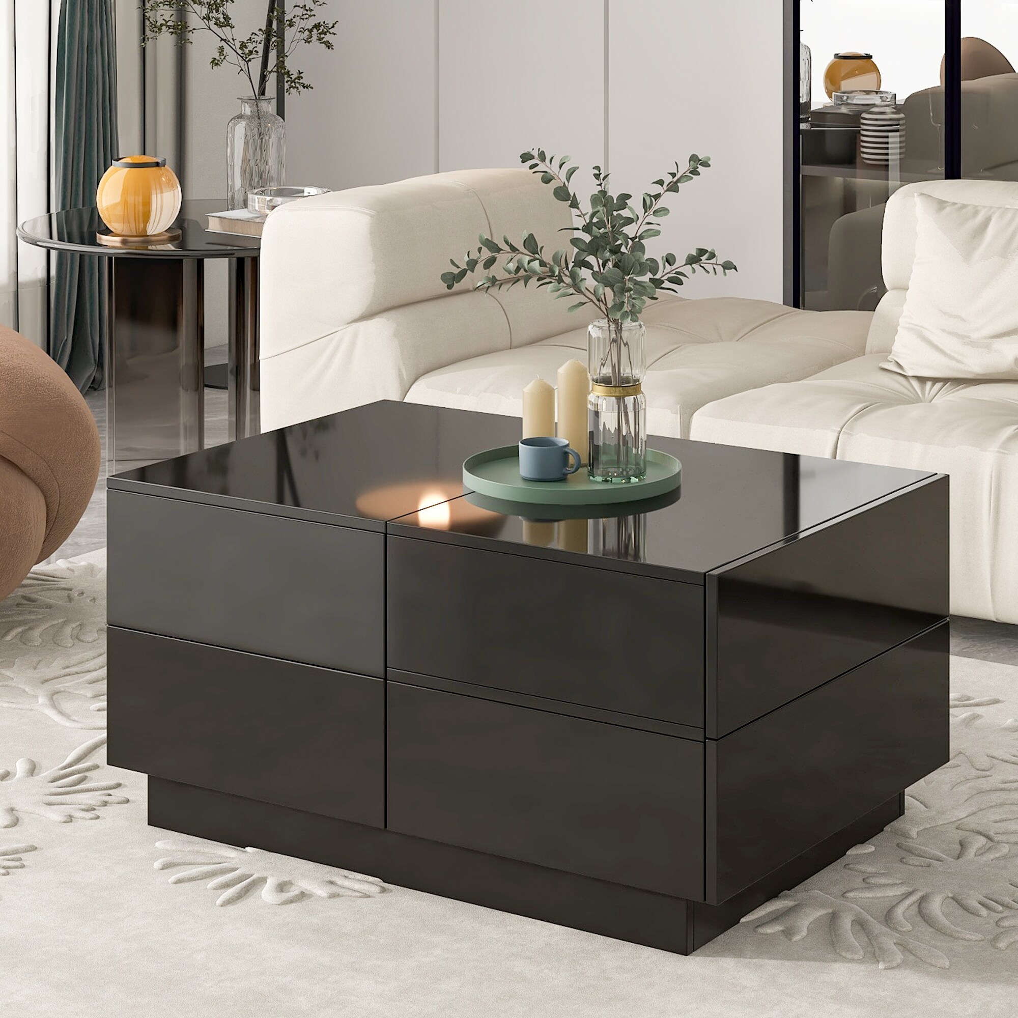 ON-TREND Extendable Coffee Table with 4 Drawers - Mycitystee