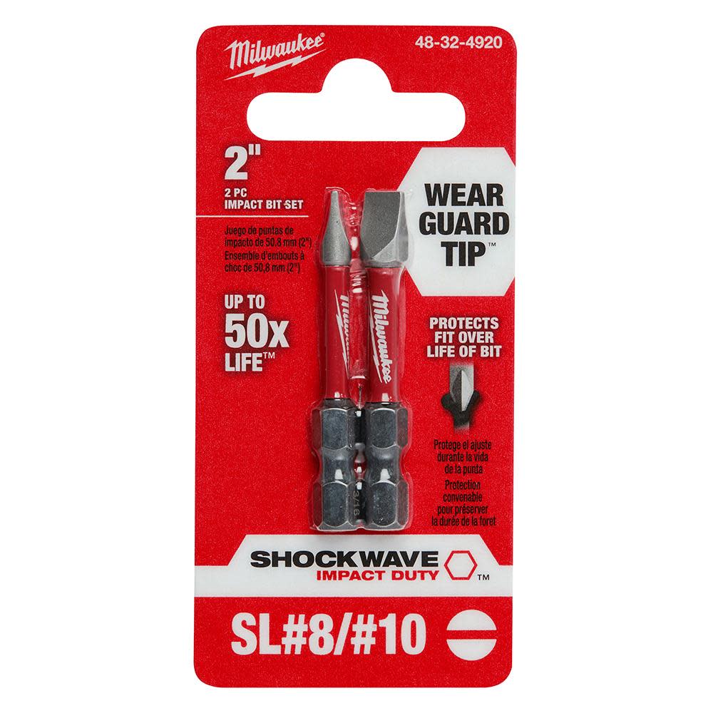 Milwaukee SHOCKWAVE Impact Duty 2 in. Slotted #8/#10 Power Bit (2 Pack) 48-32-4920 from Milwaukee - Mycitystee