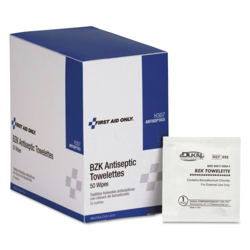 First Aid Only Antiseptic Cleansing Wipes， 50/Box (H307) - Mycitystee