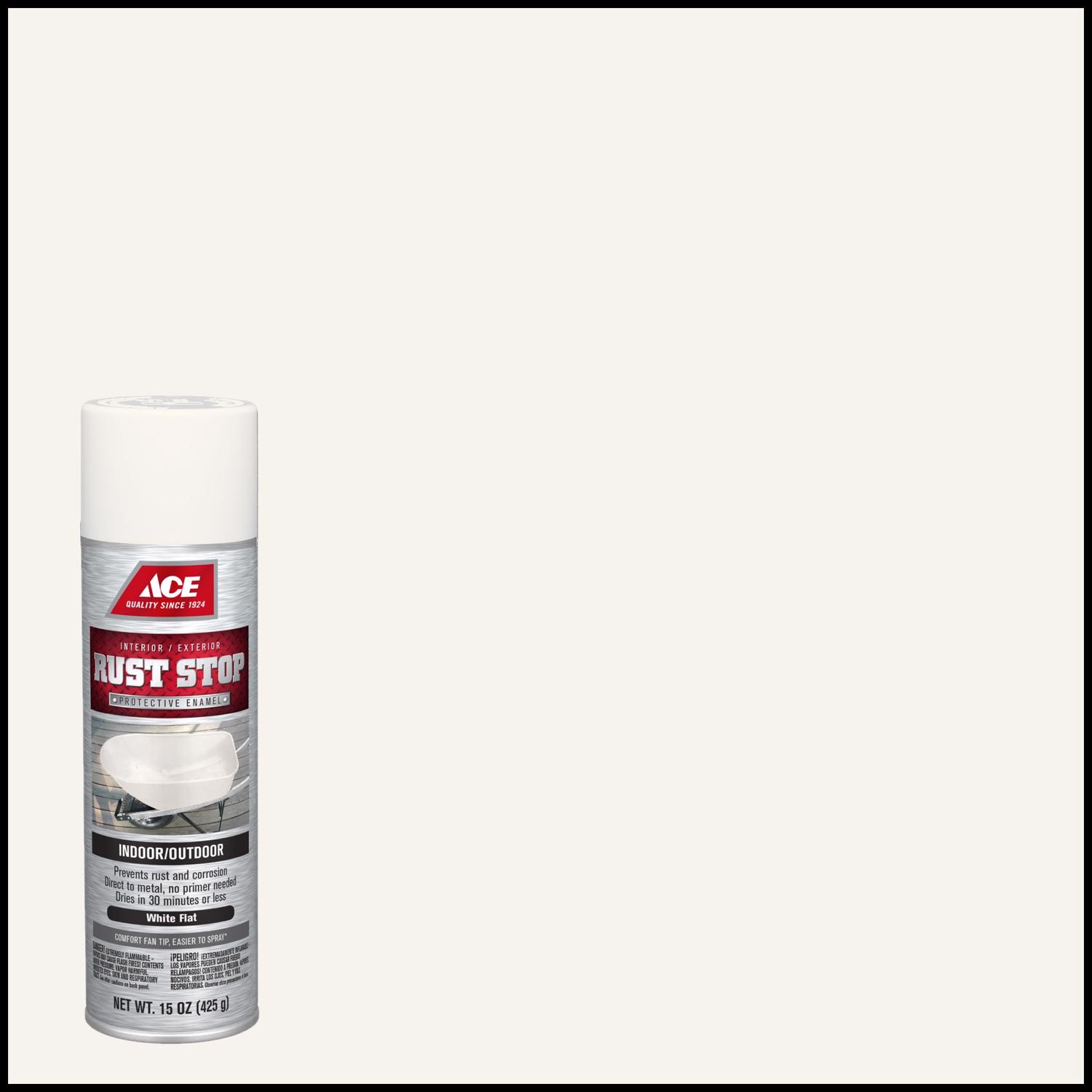 Ace Rust Stop Flat White Protective Enamel Spray Paint 15 oz - Mycitystee