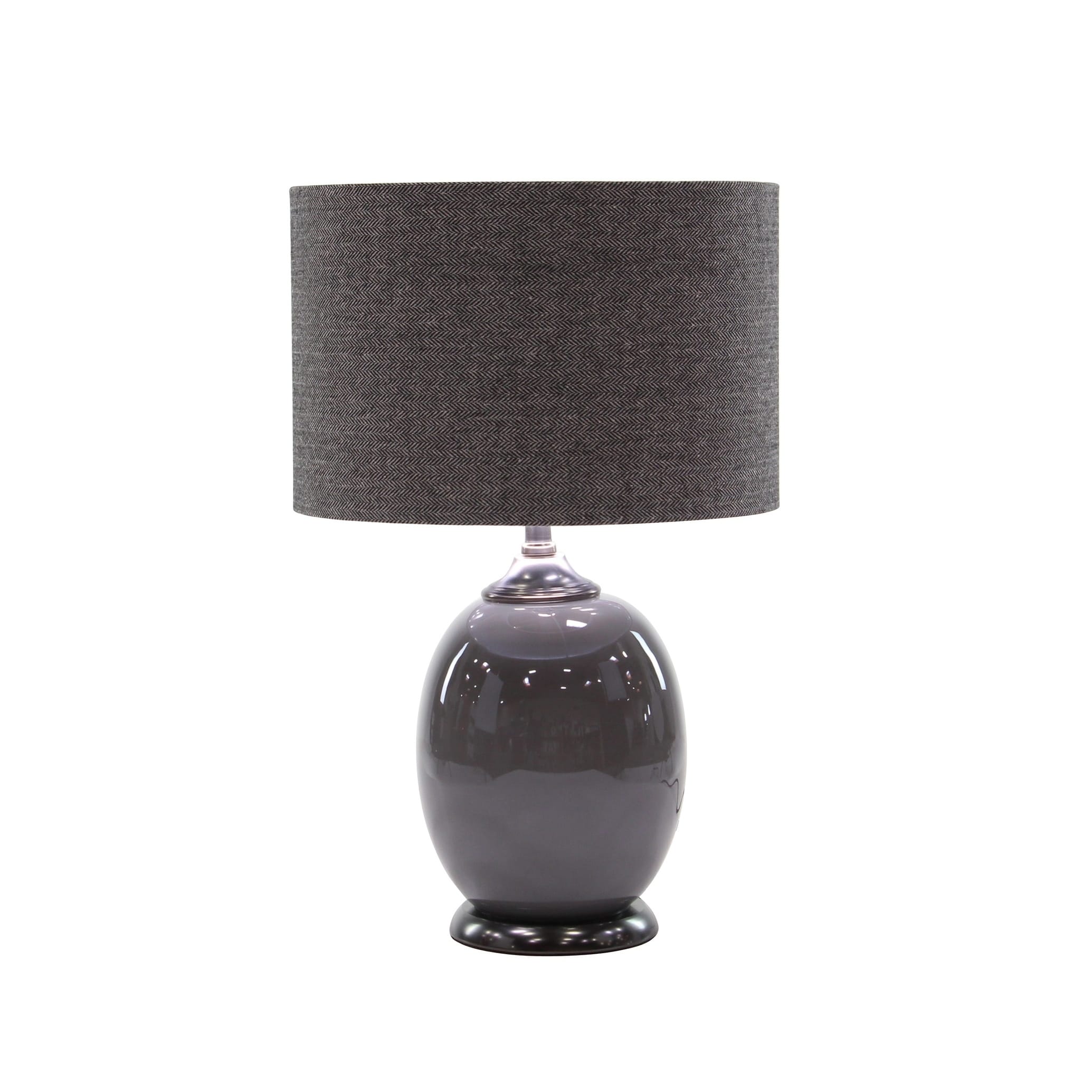 Modern 23 x 15 Inch Matte Gunmetal Gray Table Lamp with Linen Shade - Mycitystee