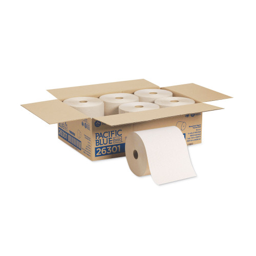 Pacific Blue Basic Nonperforated Paper Towels， 7.78 x 800 ft， Brown， 6 Rolls/Carton (26301) - Mycitystee
