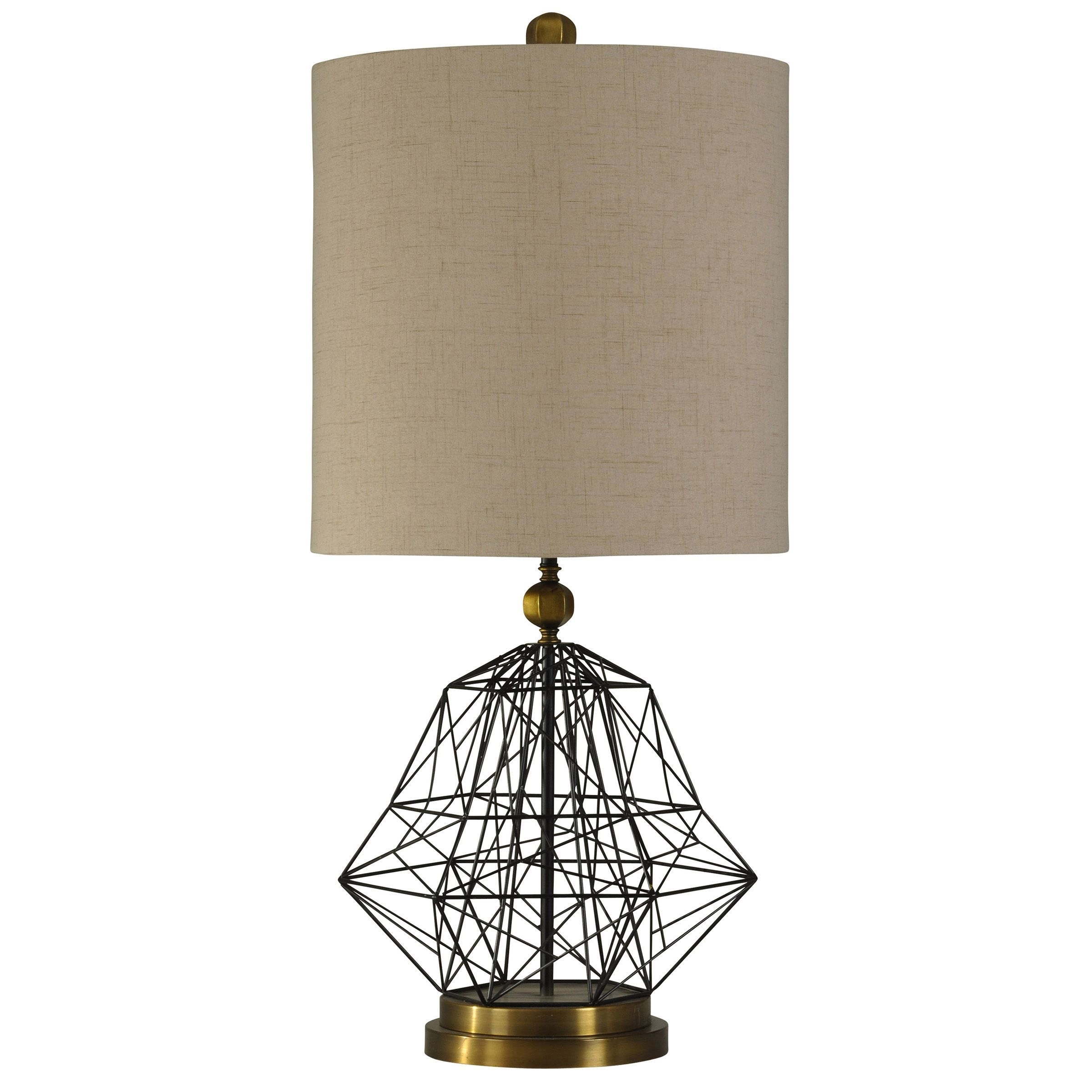 StyleCraft Satin Black and Hawthorne Gold Table Lamp - Beige Hardback Fabric Shade - Mycitystee