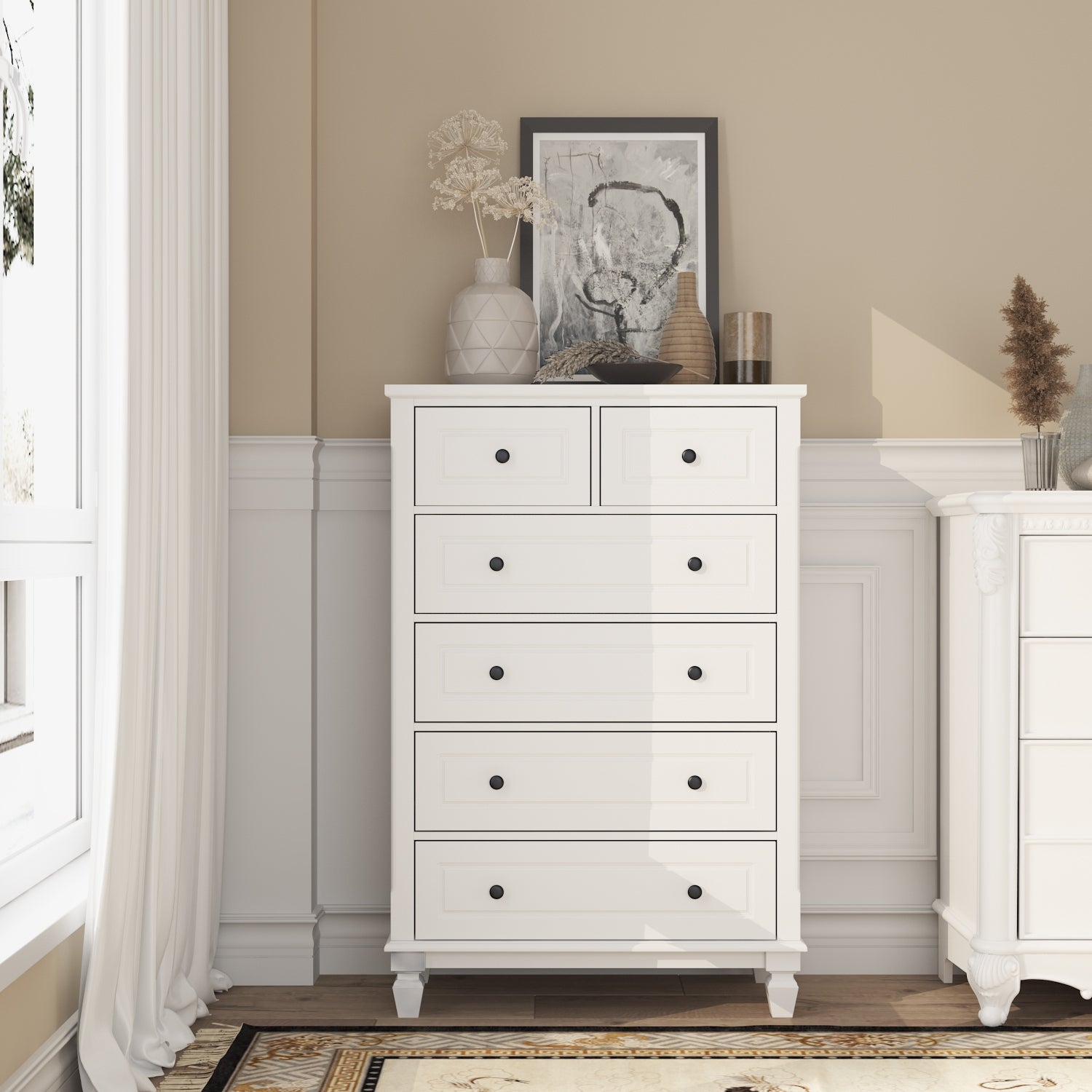 Modern Dresser with 6 Drawers Wood Chest of Storage Dressers Organizer - - 36757341 - Mycitystee