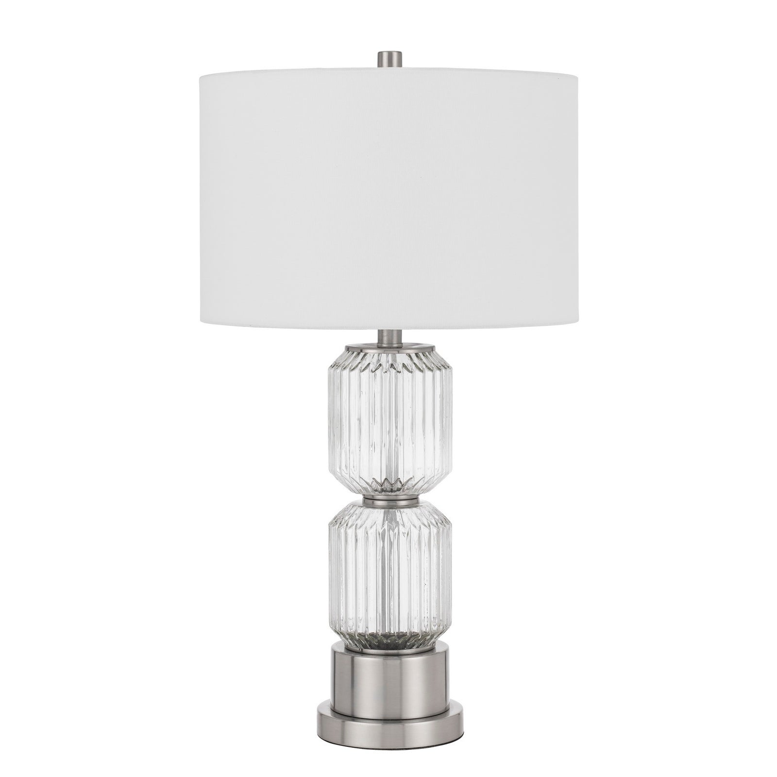 28 Inch Fluted Glass Base Table Lamp， Dimmer， Clear - Mycitystee