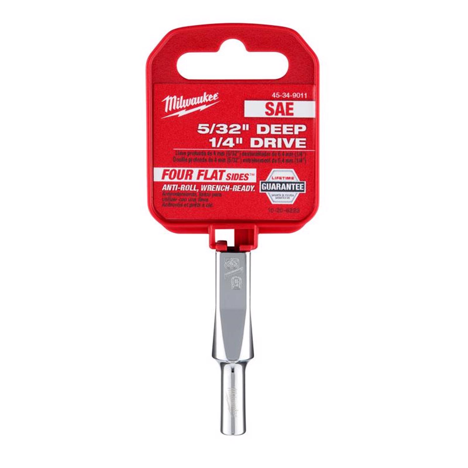 Milwaukee 5/32 in. X 1/4 in. drive SAE 6 Point Standard Deep Socket 1 pc - Mycitystee