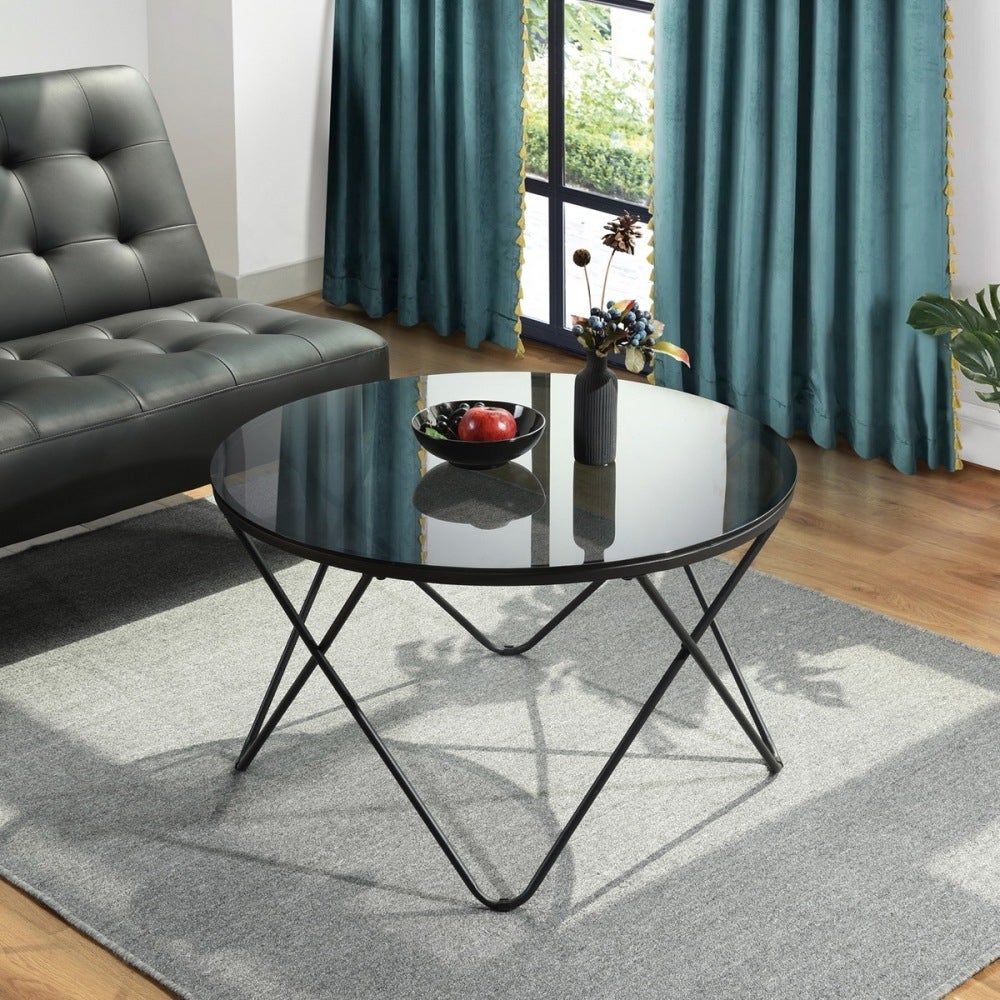 Modern Round Coffee Table with Metal Frame - Mycitystee