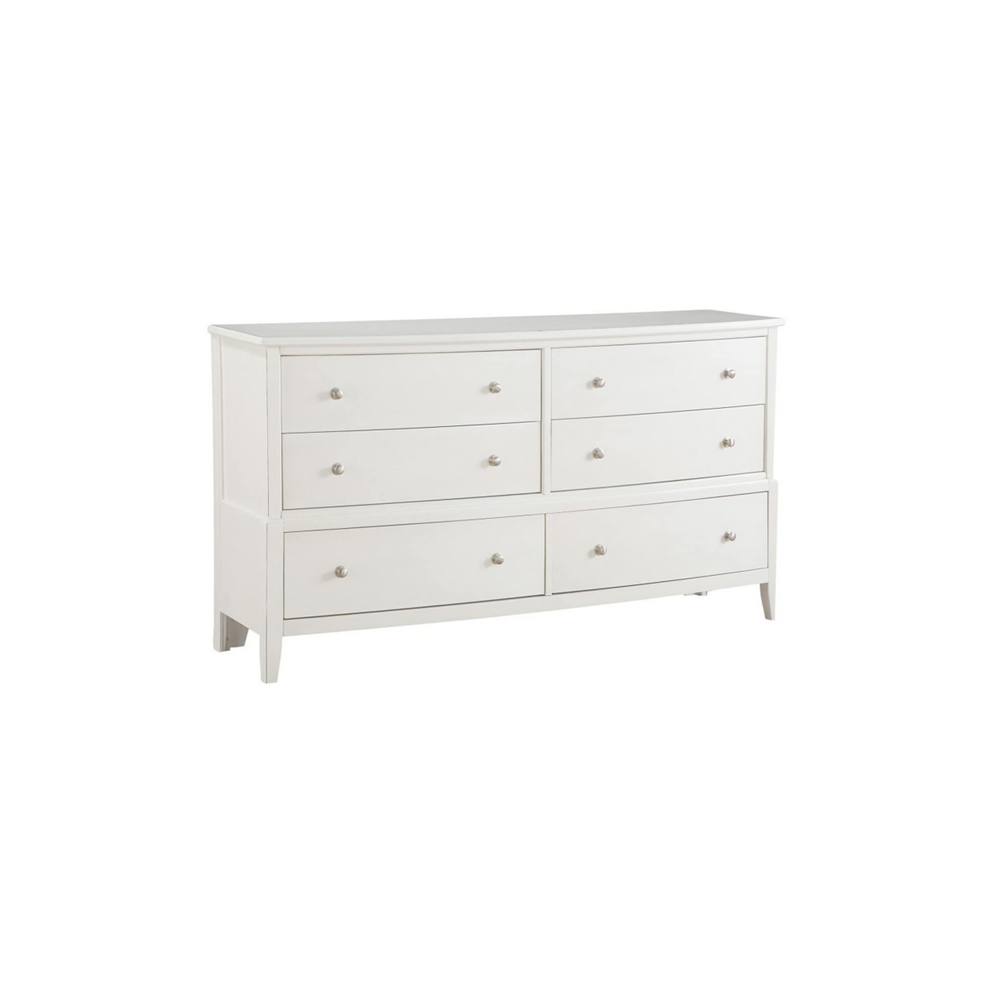 6 Drawer Wooden Dresser with Chamfered Legs， White - - 33111530 - Mycitystee