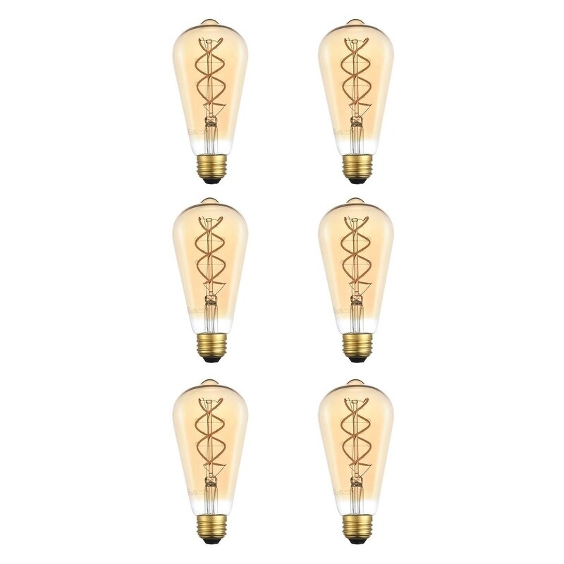 LED Decorative helix vertical 2000K nostalgic filament 6 watts 300 lumens amber tint ST18 light bulb - N/A - Mycitystee