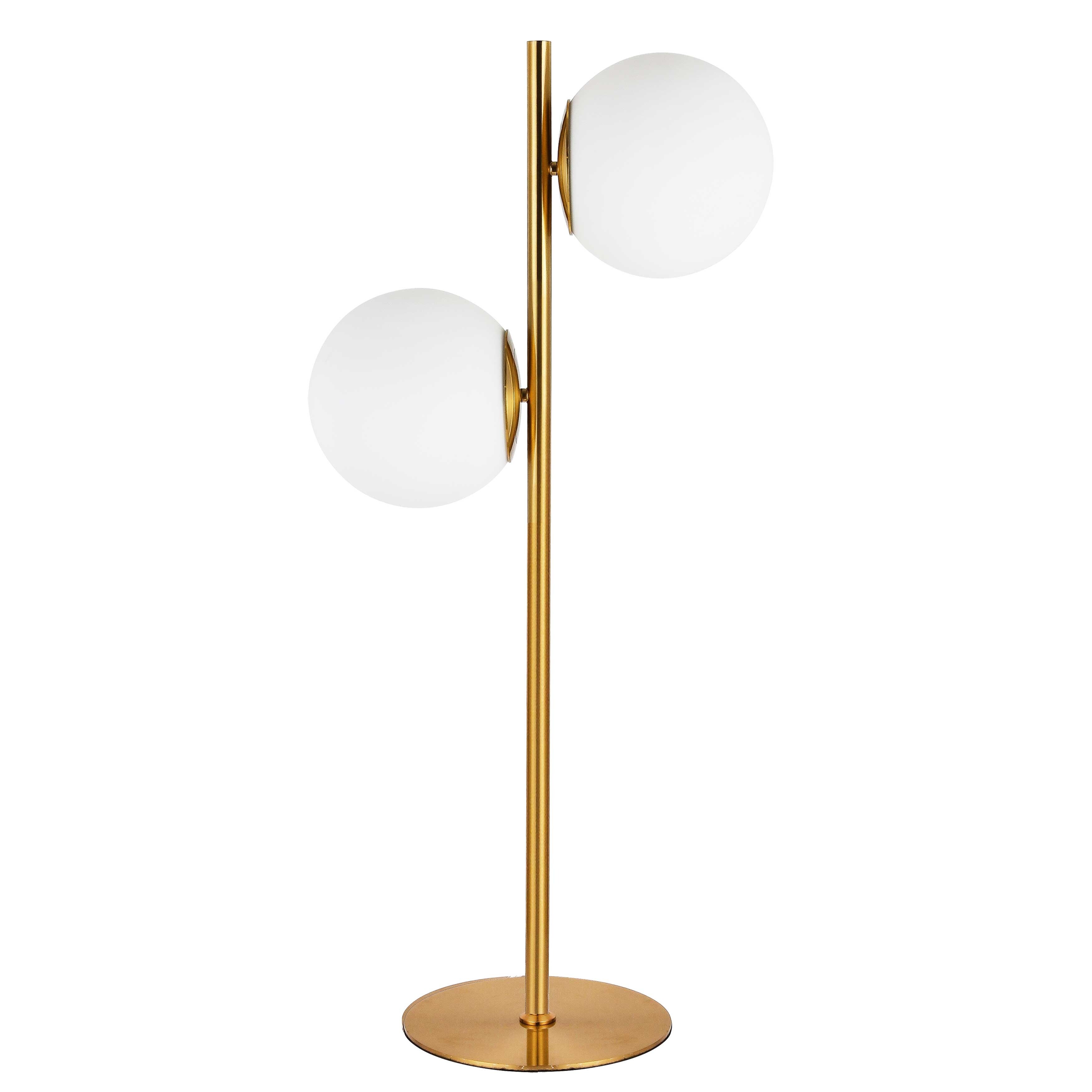 Dainolite Folgar Modern and Contemporary 2 Light Incandescent Table Lamp， Aged Brass w/ White Glass - Mycitystee