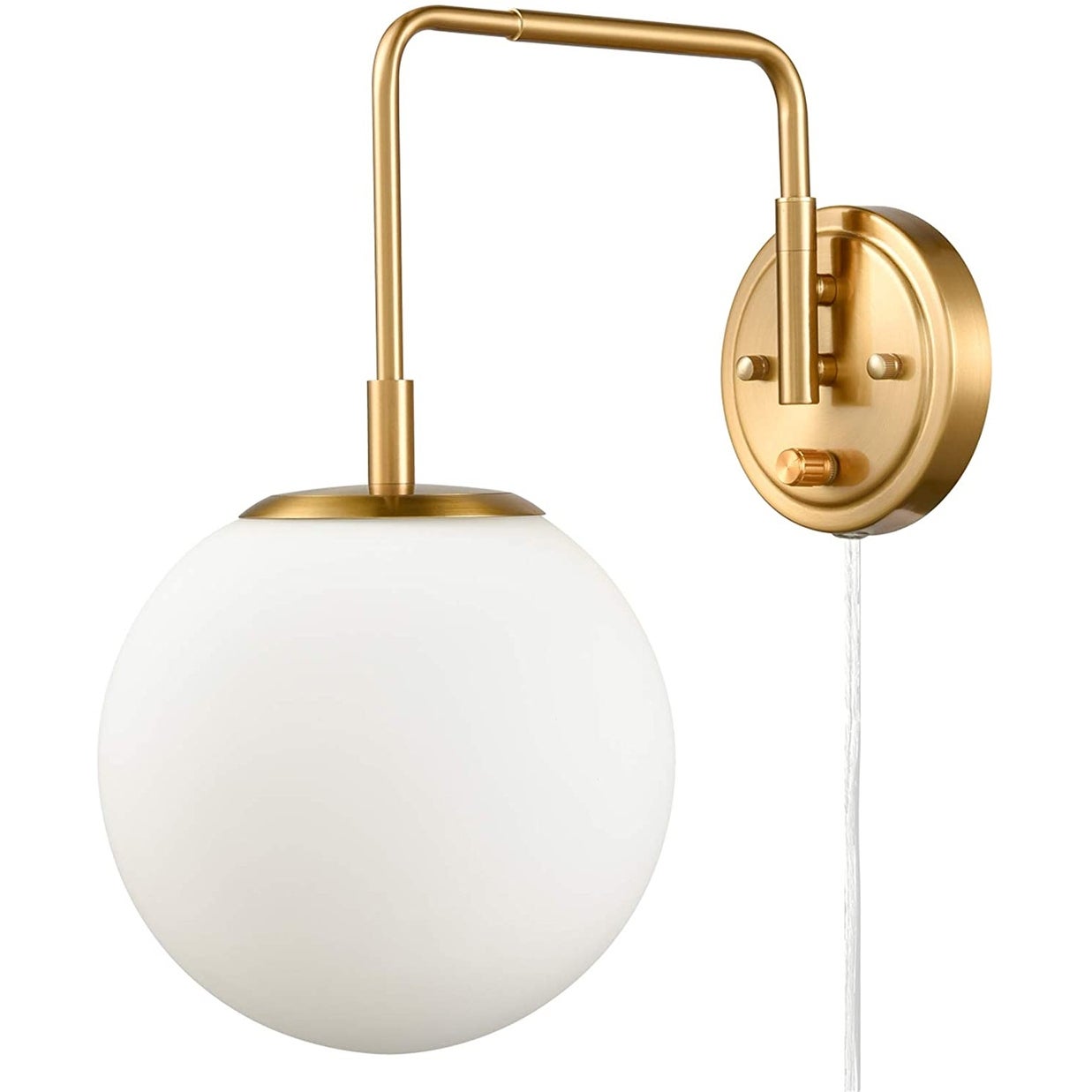 Sifnos Wall Sconce Opal Globe Glass Modern Wall Sconce Plug-in and Hardwired - Mycitystee