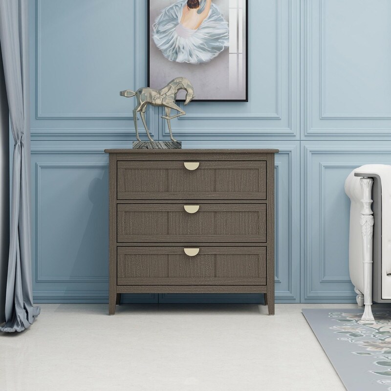 American Style 3 Drawer Dressers，Decorative Drawer Storage with Metal Handle - - 37835273 - Mycitystee