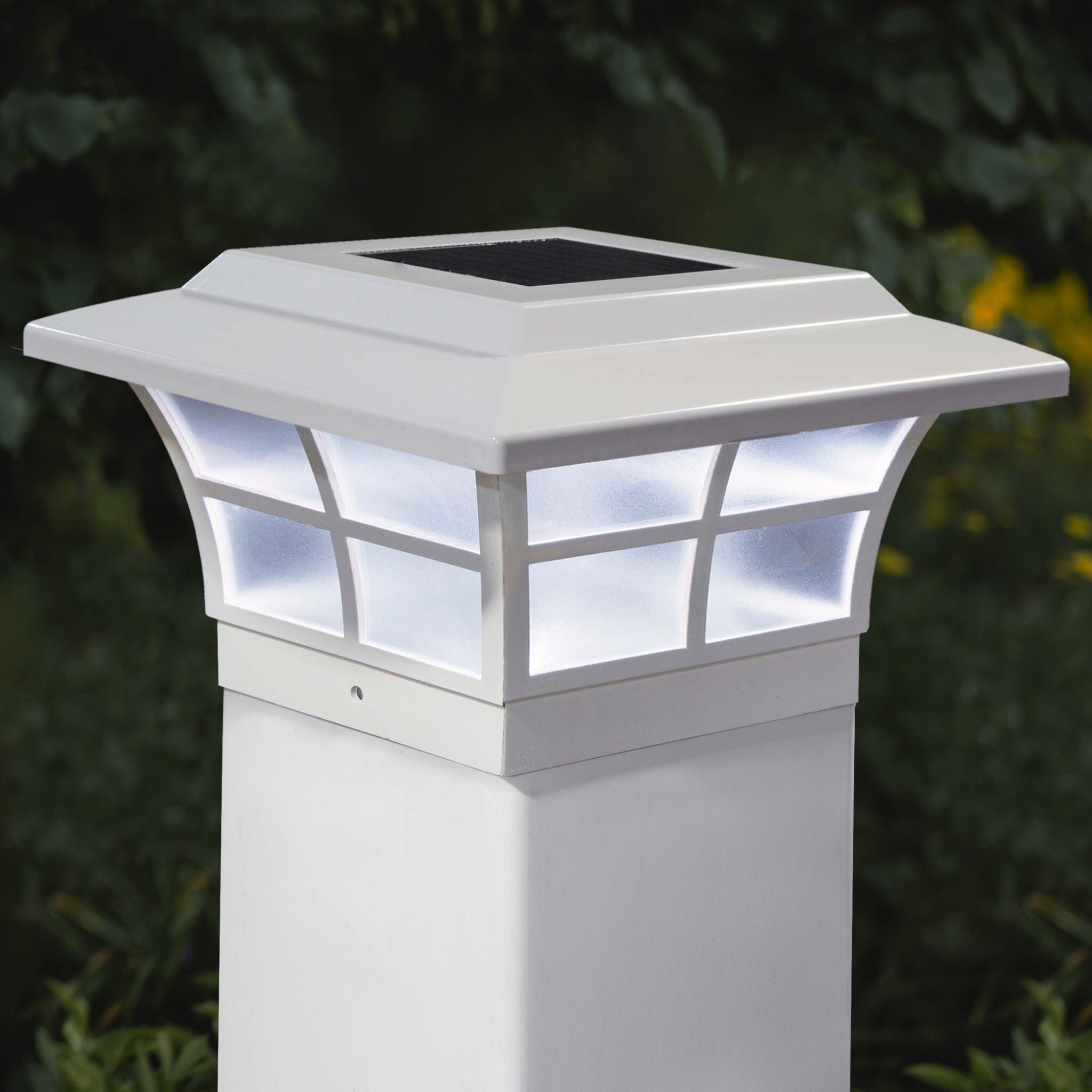 Classy Caps 5x5 White PVC Prestige Solar Post Cap (Set of 2) - Mycitystee