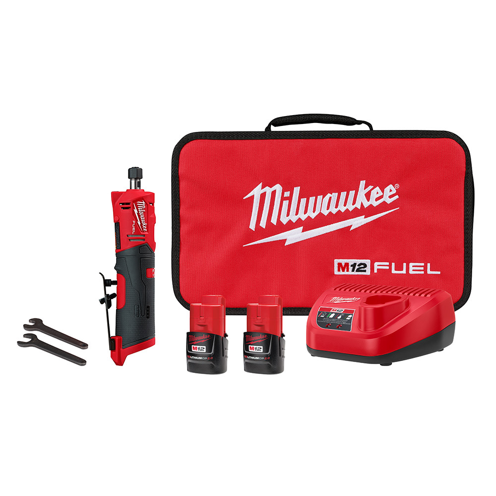 Milwaukee M12 FUEL Straight Die Grinder 2 Battery Kit 2486-22 from Milwaukee - Mycitystee
