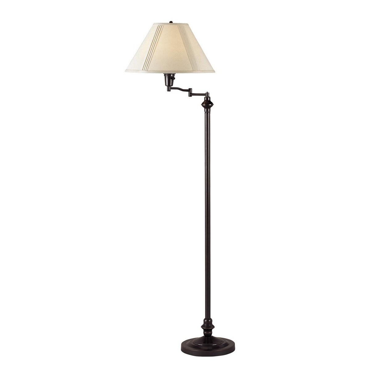 150 Watt Metal Floor Lamp with Swing Arm and Fabric Conical Shade， Black - Dimension 59 H x 23 W x 16 L Inches - Mycitystee