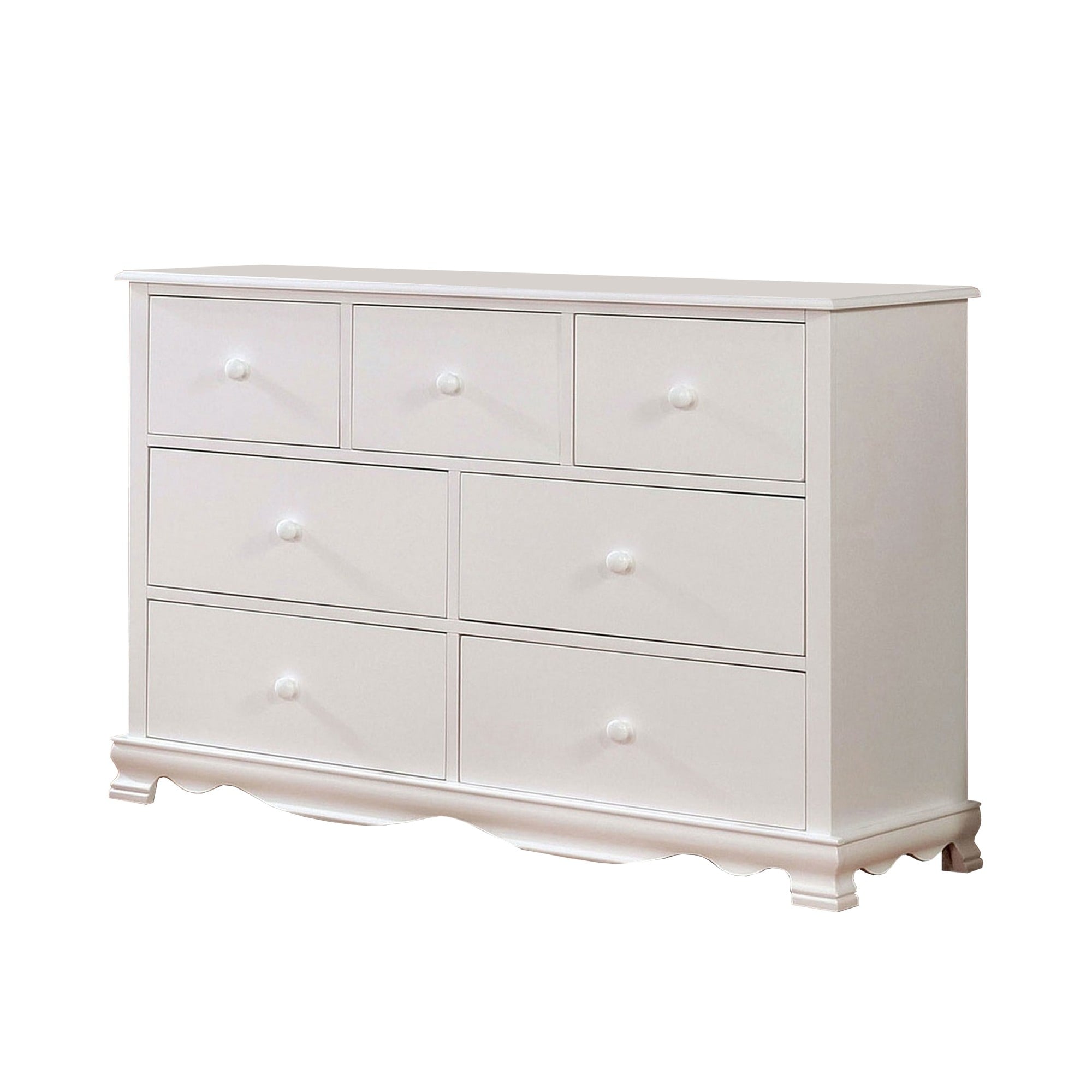 Dresser with 7 Storage Drawers and Round Knob Pulls， White - - 34166368 - Mycitystee
