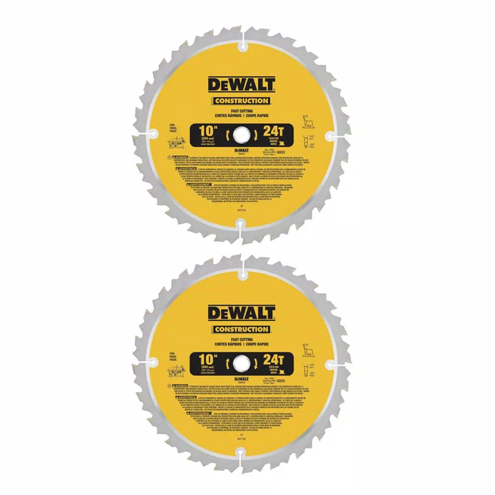DEWALT Construction 10 in. 24-Teeth Thin Kerf Table Saw Blade (2-Pack) and#8211; XDC Depot - Mycitystee