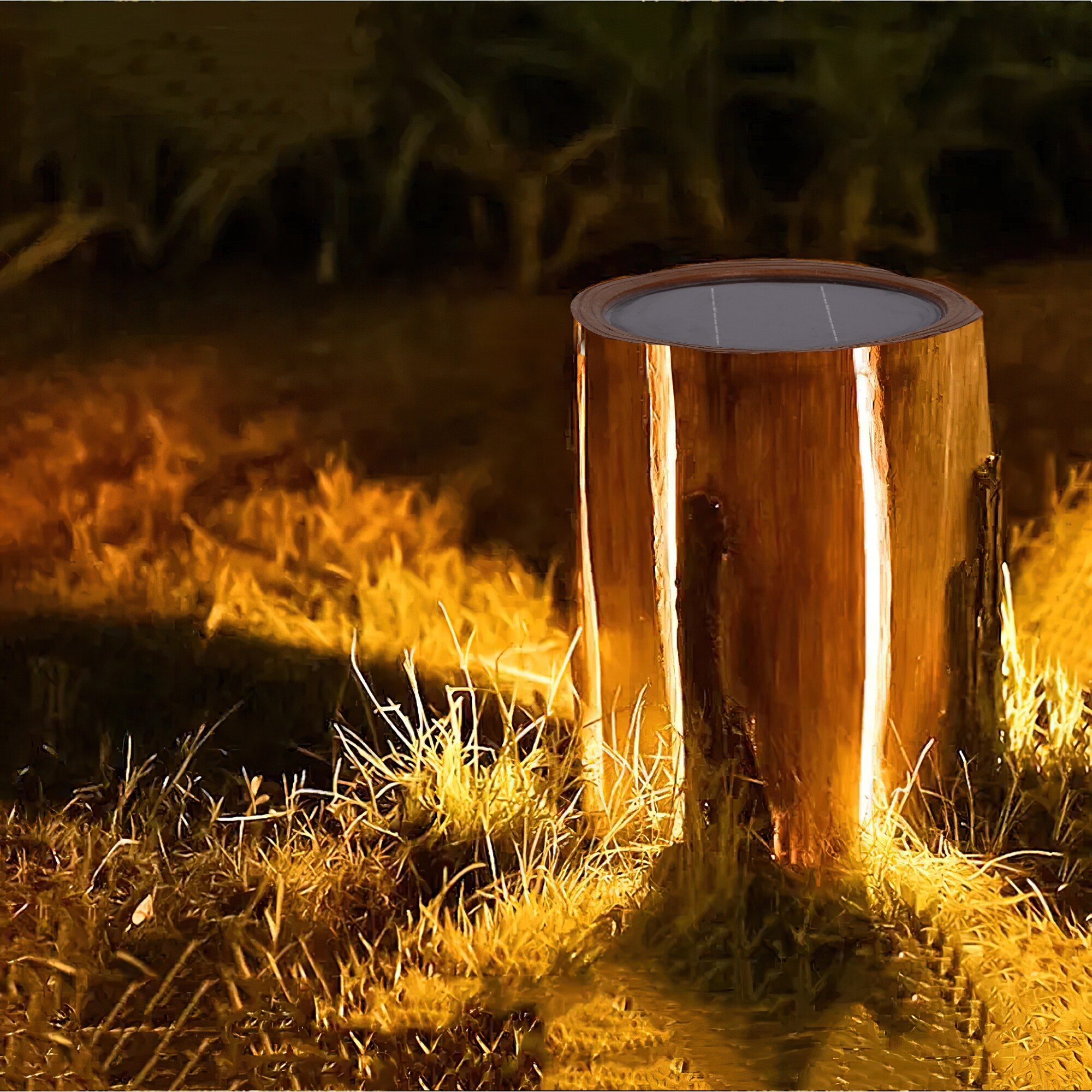 Outdoor Solar Illuminated Stump Pathway Light Garden Statue - Mycitystee