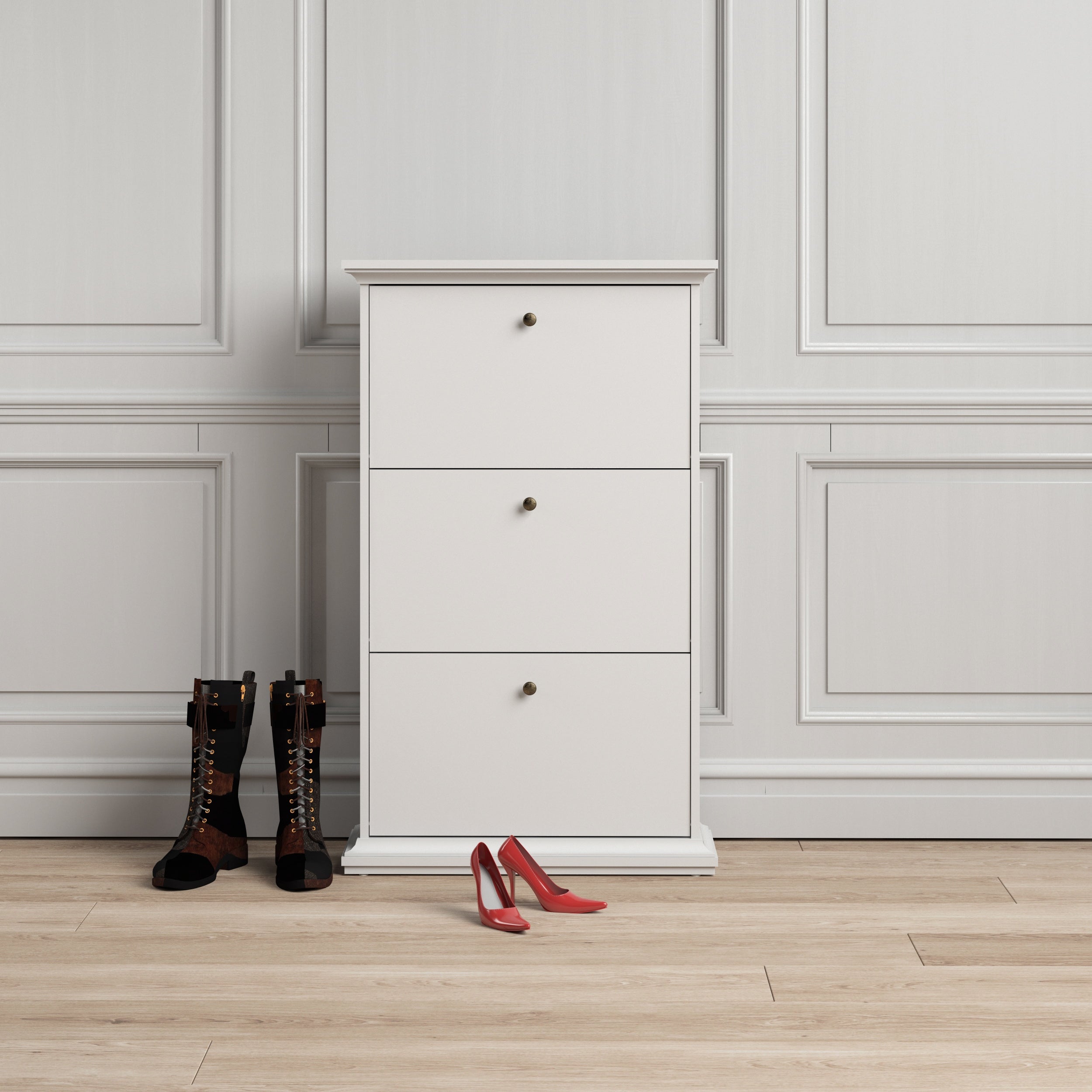 Porch and Den Virginia Contemporary 3-Drawer White Shoe Storage Cabinet - - 11860007 - Mycitystee