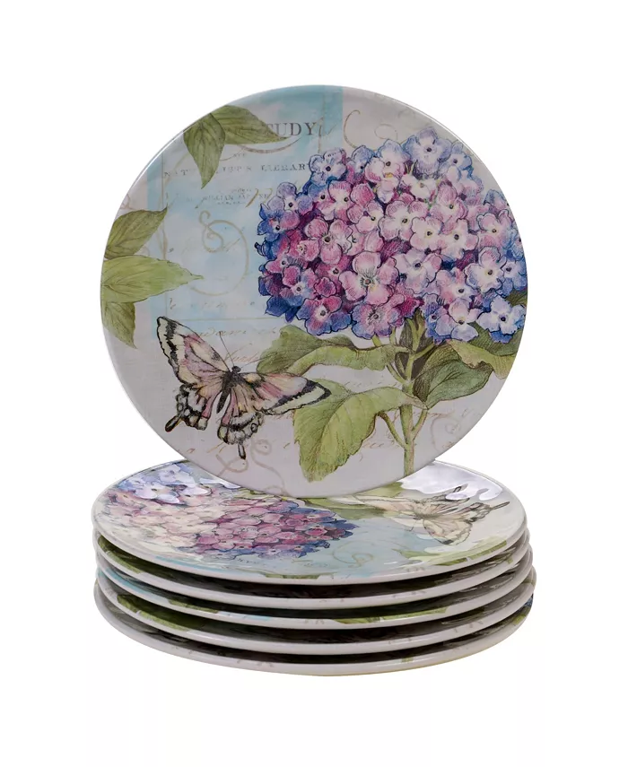 Certified International Hydrangea Garden Melamine 6-Pc. Salad Plate Set - Mycitystee