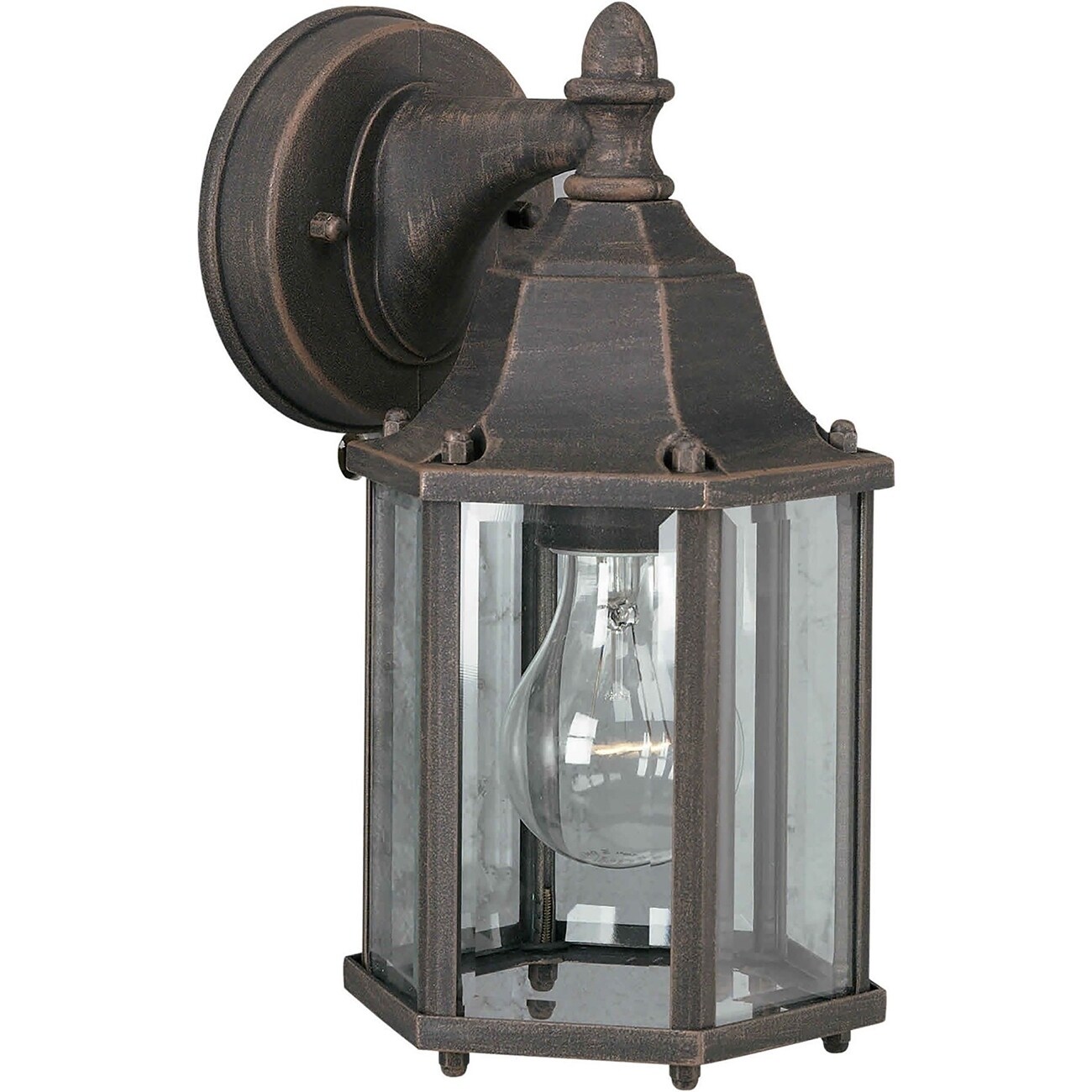 1-Light Painted Rust Outdoor Wall Lantern with Clear Beveled Glass Panels Shopping - The Best Deals on Outdoor Wall Lanterns | 33520373 - Mycitystee