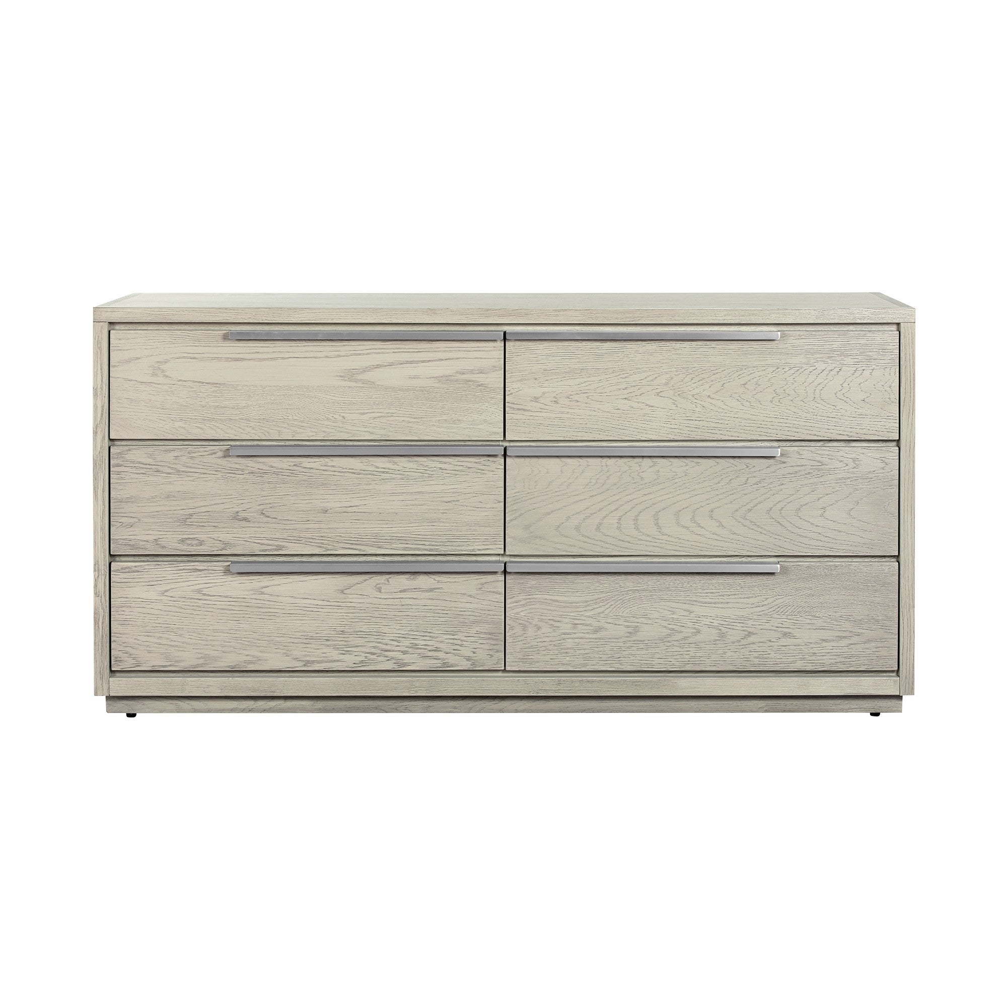 Joni 63 Inch Modern Wood Dresser， 6 Drawers with Metal Handles， Gray Finish - - 36969252 - Mycitystee