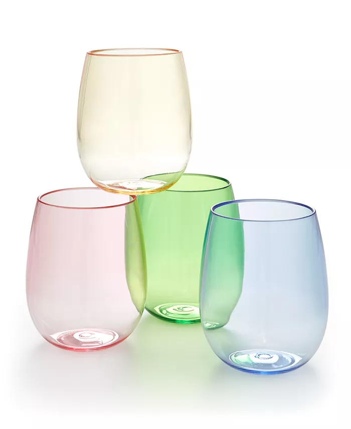 The Cellar Farm Fresh BBQ Set of 4 Stemless Acrylic Wine Glasses， Created for Macy's - Mycitystee