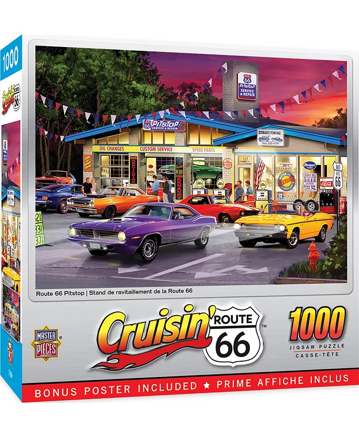 MasterPieces Puzzles Cruisin' Route 66 - Pitstop 1000 Piece Adult Jigsaw Puzzle - Mycitystee