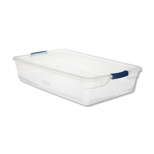 Rubbermaid Clever Store Basic Latch-Lid Container， 17 3/4w x 29d x 6 1/8h， 41qt， Clear (RMCC410001) - Mycitystee