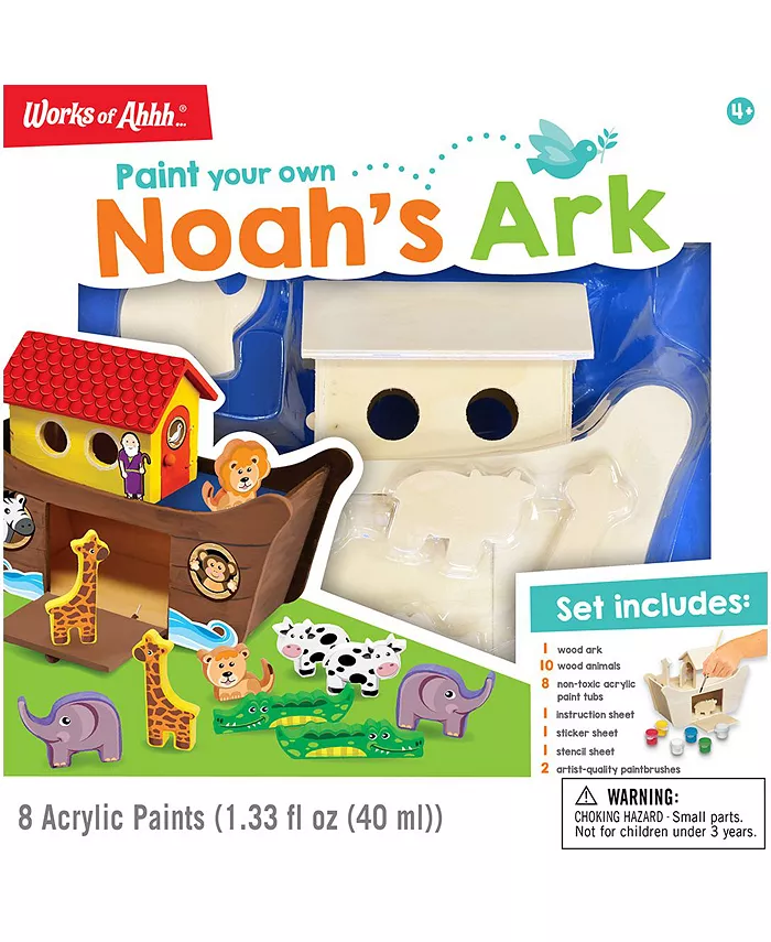 MasterPieces Puzzles Works of Ahhh Craft Set - Noah‘s Ark Premium Wood Paint Kit - Mycitystee