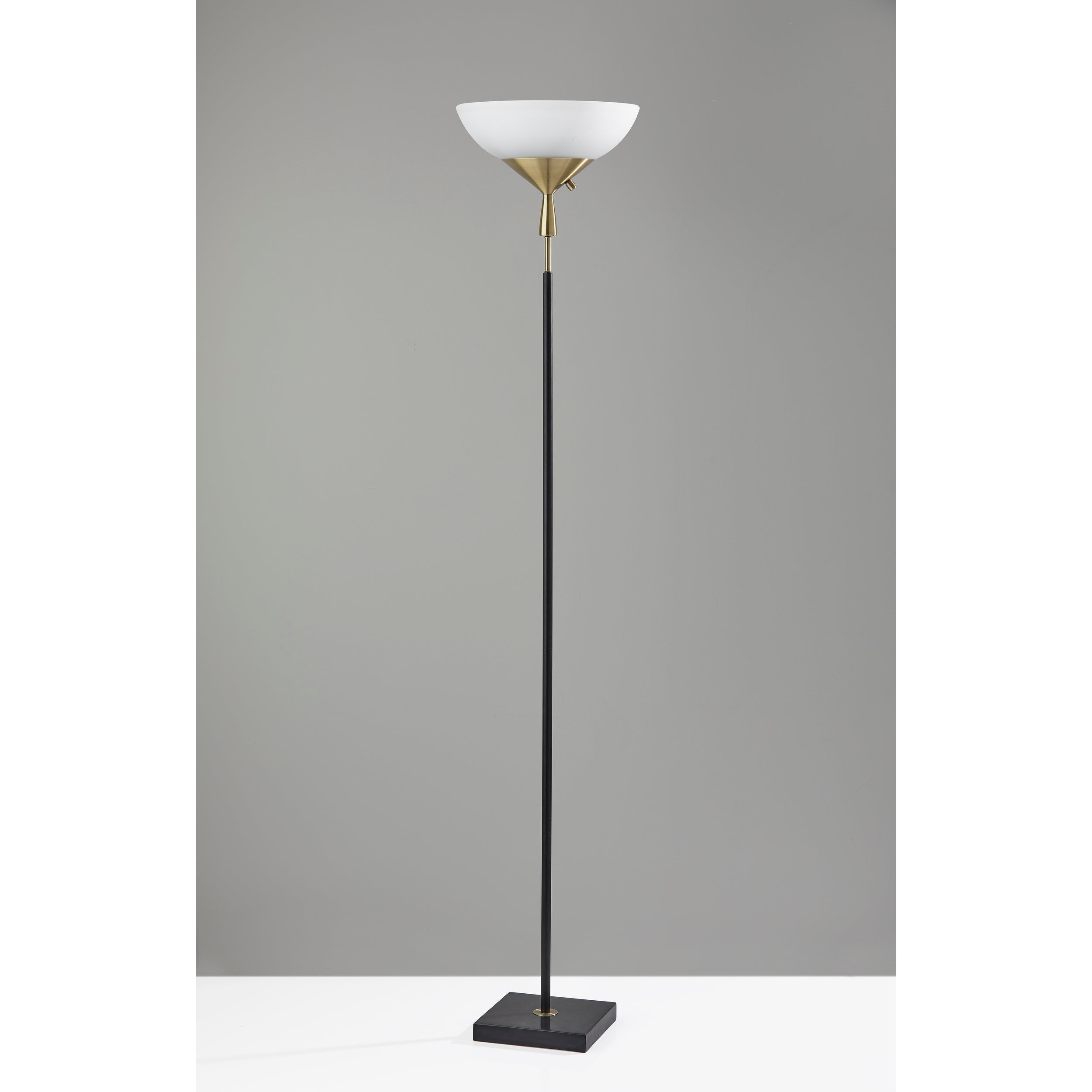 Adesso Noah Black and Antique Brass 300-watt Torchiere Lamp - Mycitystee
