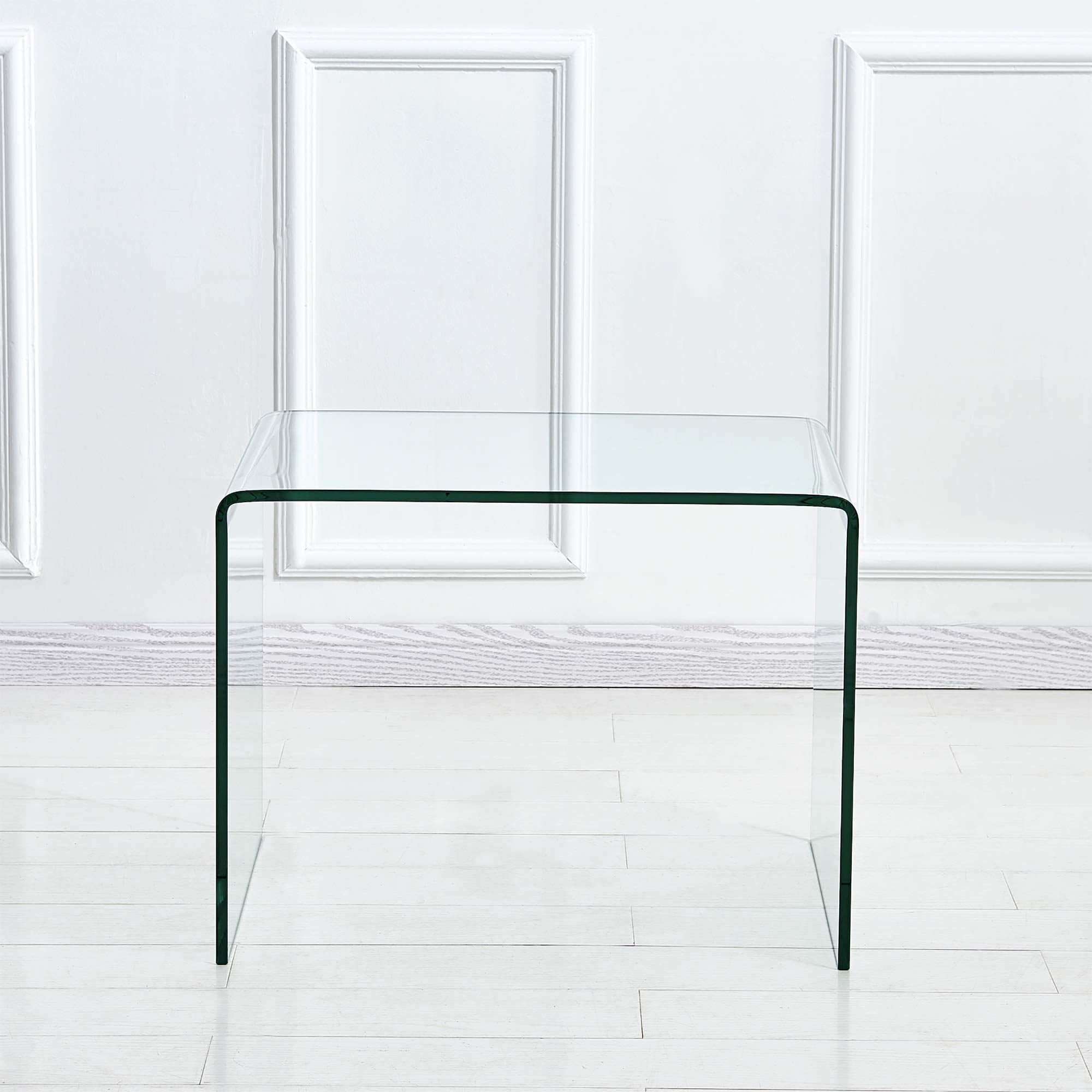 Small Clear Glass Side Table and Coffee Table， Tempered Glass Coffee Table Small Coffee Table， Versatile - as picture - Mycitystee