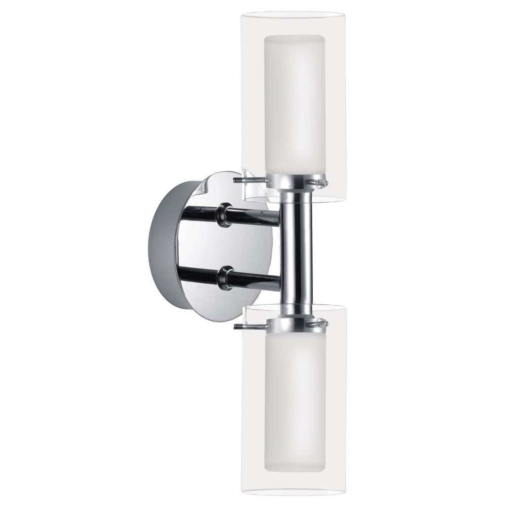 Eglo Palermo 2-light Chrome Vanity Light with Frosted Clear Glass - Mycitystee