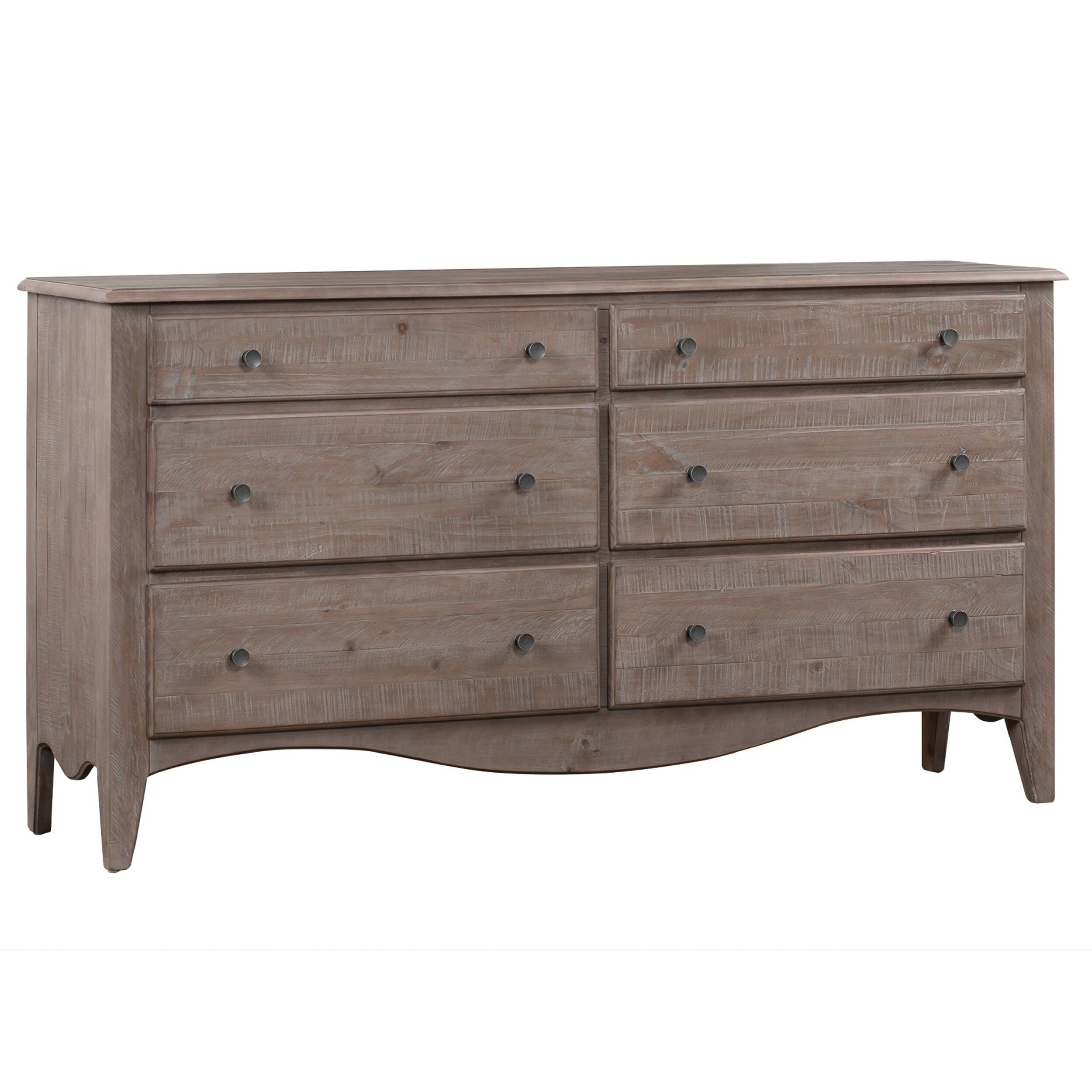 72 Inch Smith Pine Wood 6 Drawer Dresser with Knobs， Brown - - 36026432 - Mycitystee