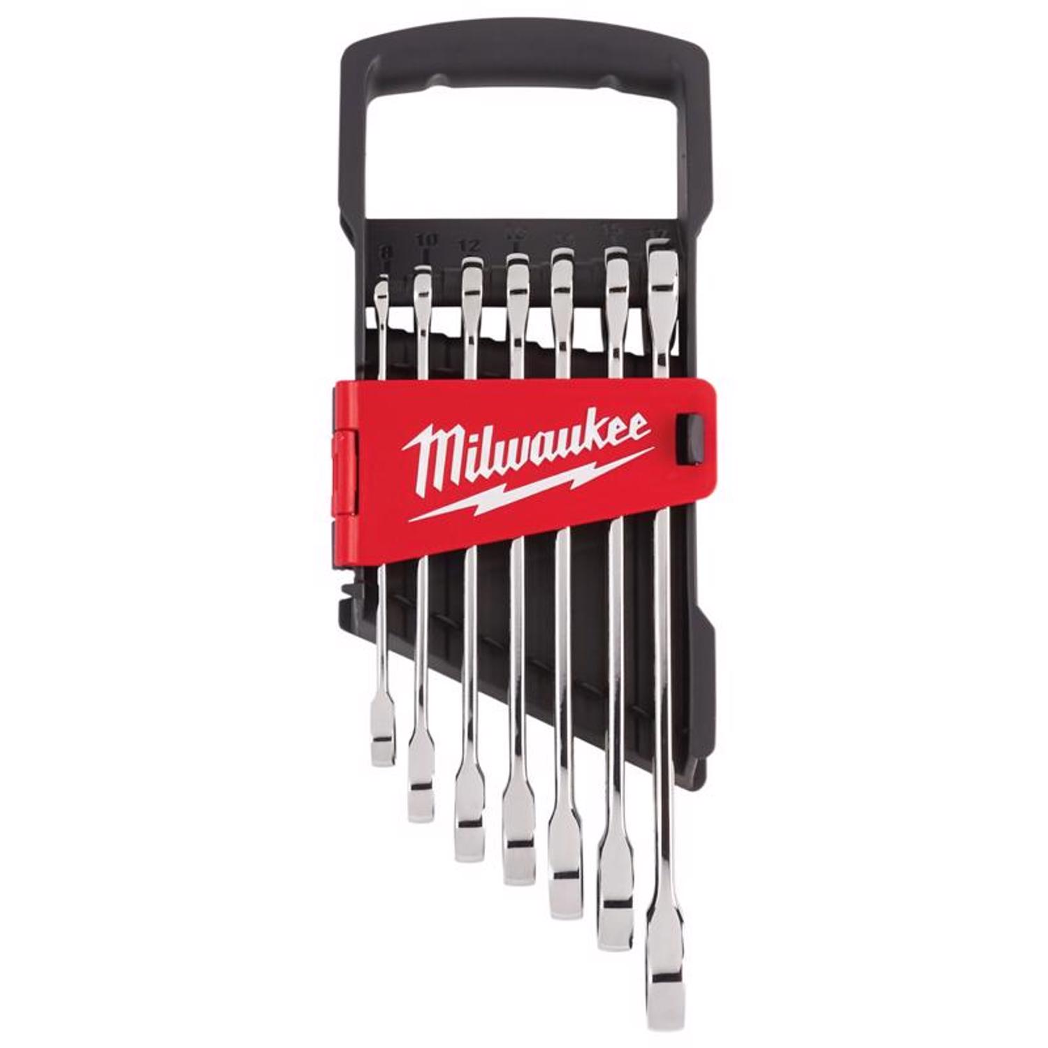 Milwaukee Metric Ratcheting Combination Wrench Set 12 in. L 7 pc - Mycitystee
