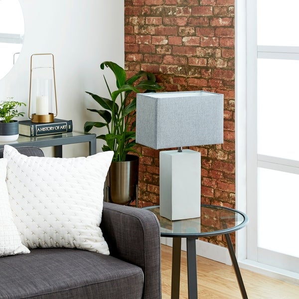 White Cement Traditional Table Lamp 23 x 15 x 9 - Mycitystee