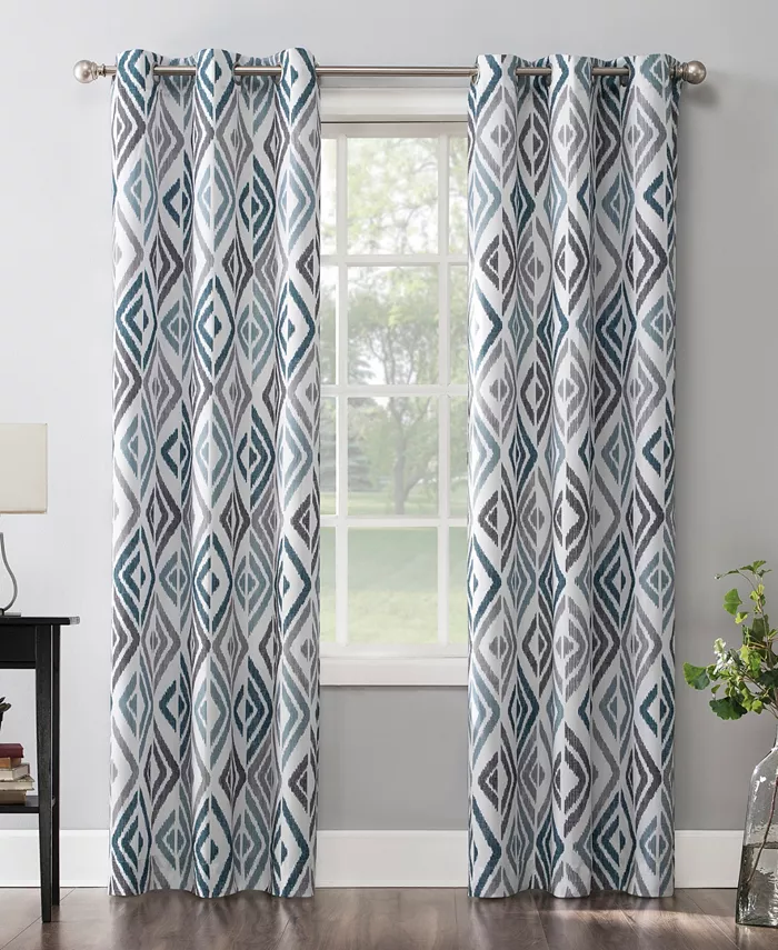 No. 918 Amadi Ikat Geometric Semi-Sheer Grommet Curtain Panel， 40