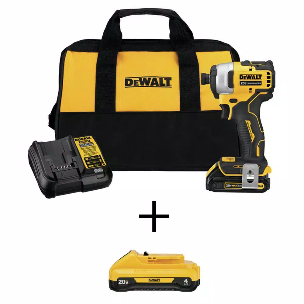 DEWALT ATOMIC 20-Volt MAX Cordless Brushless Compact 1/4 in. Impact Driver， (1) 20-Volt 1.3Ah and (1) 20-Volt 4.0Ah Batteries and#8211; XDC Depot - Mycitystee