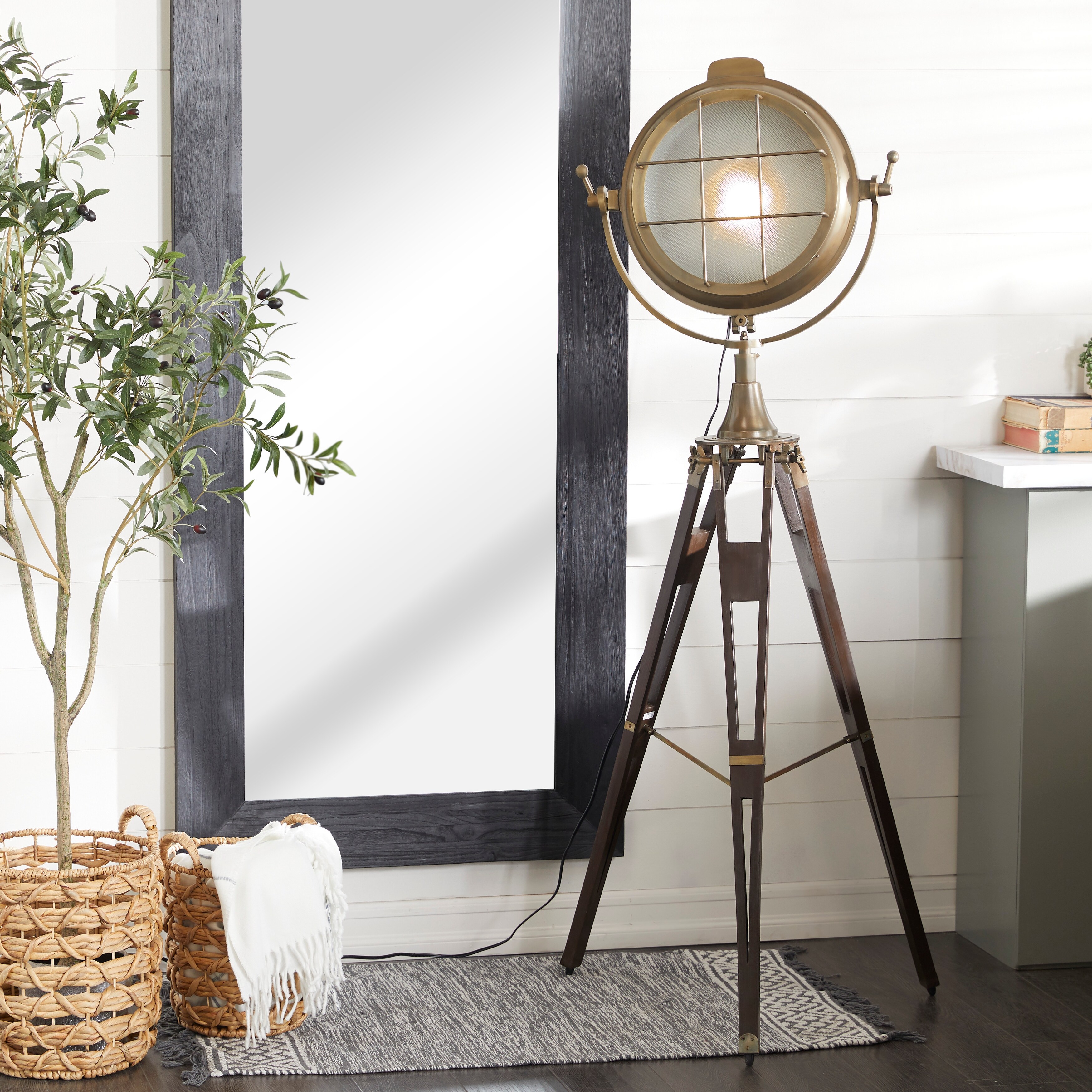 Black Metal Industrial Floor Lamp 66 x 30 x 30 - Mycitystee