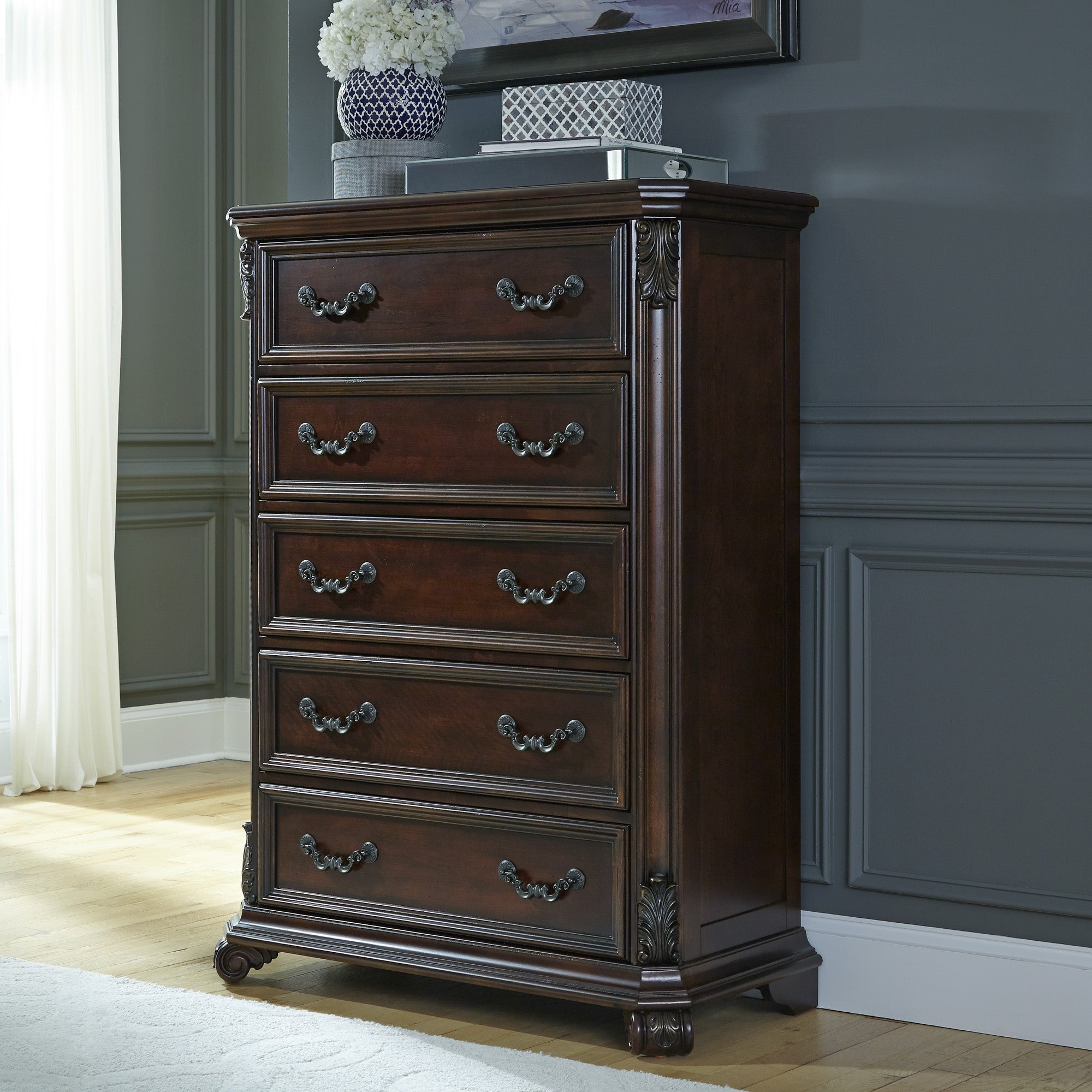 Messina Estates Cognac 5 Drawer Chest - - 9621357 - Mycitystee