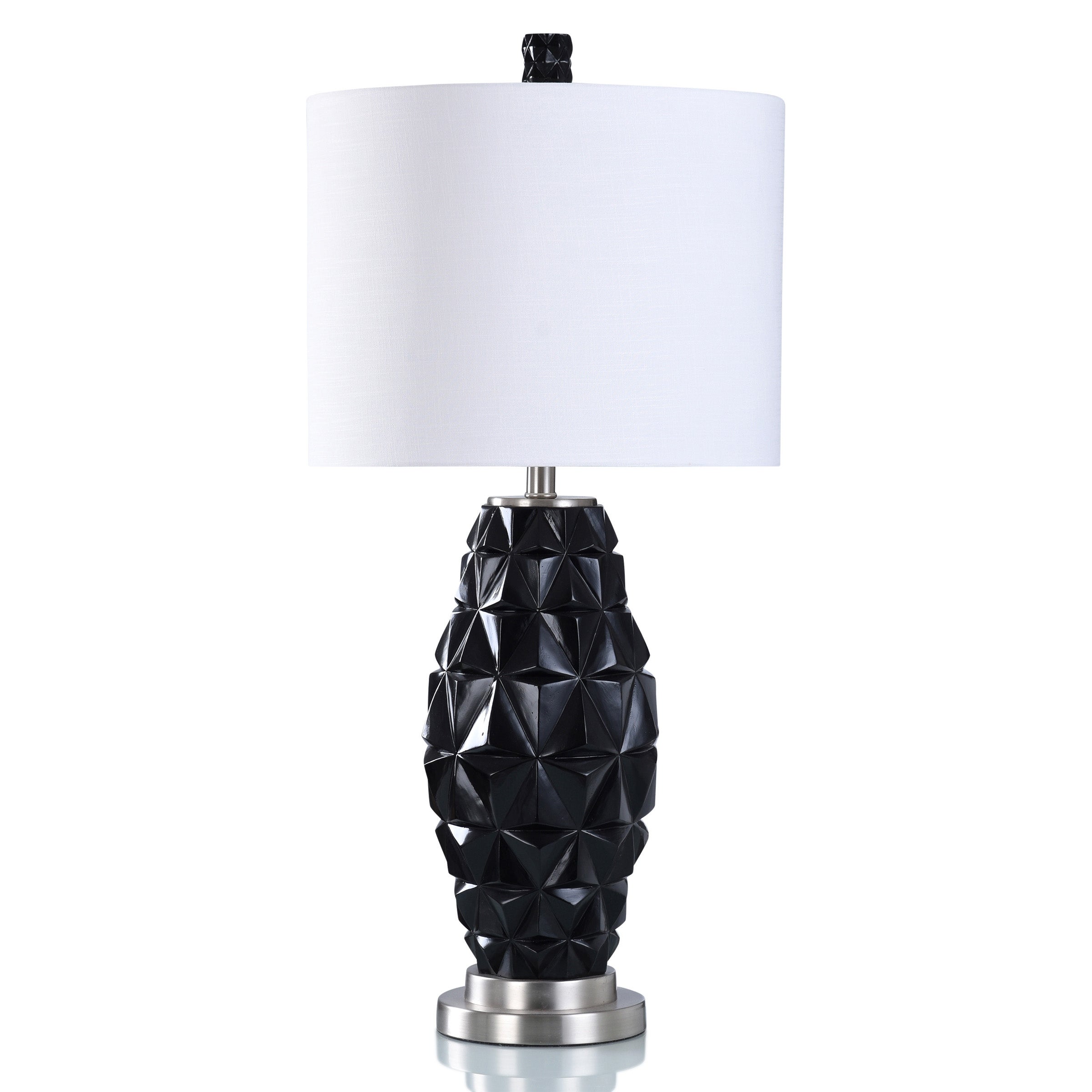 Zara - Transitional Mid Century Metal And Painted Table Lamp - Gloss Black Finish - White Shade - Mycitystee