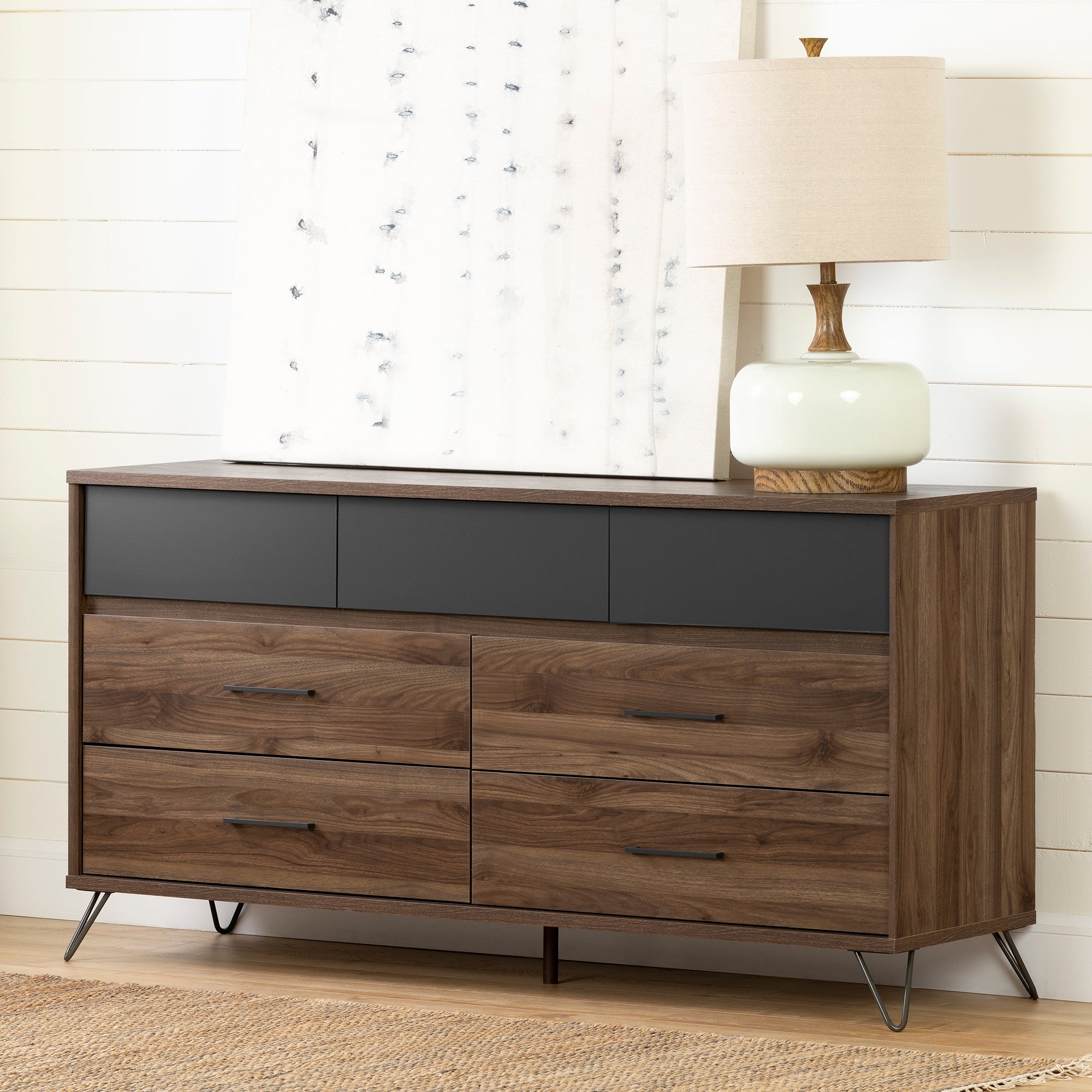 South Shore Olvyn Natural Walnut Finish 7-drawer Double Dresser - - 28067432 - Mycitystee