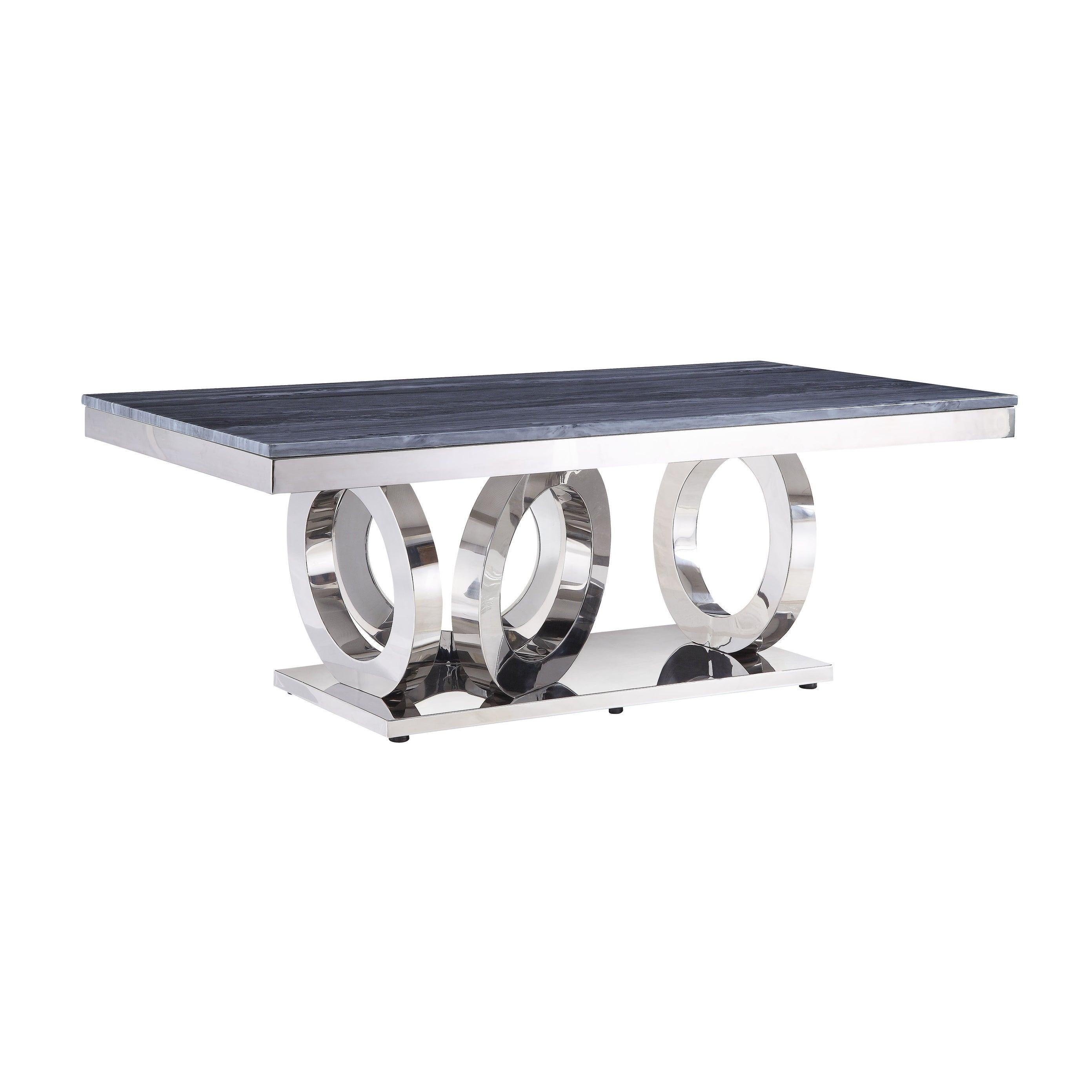 ACME Zasir Coffee Table in Gray Printed Faux Marble and Mirrored Silver Finish - Mycitystee