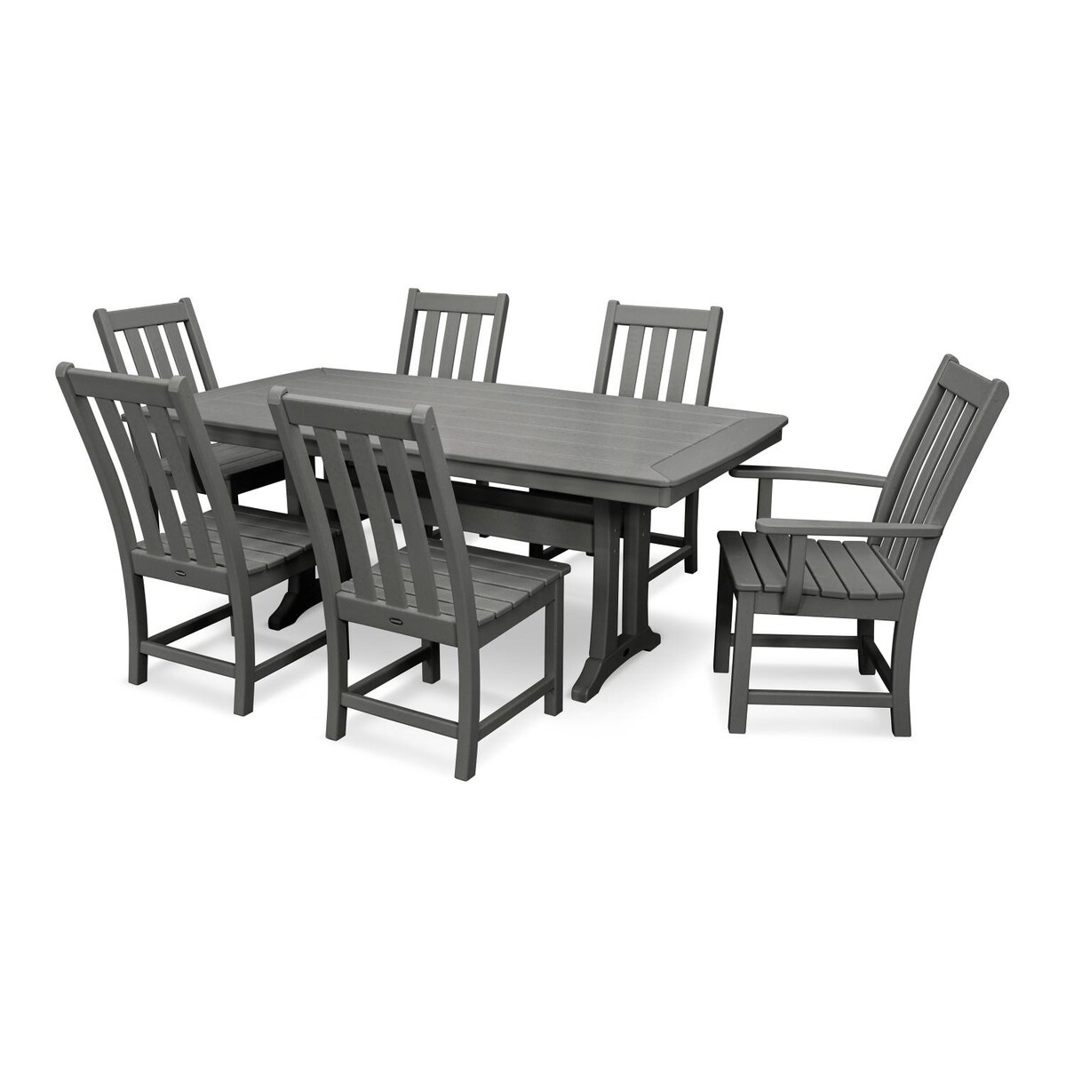 POLYWOOD Vineyard 7-Piece Nautical Trestle Dining Set - Mycitystee