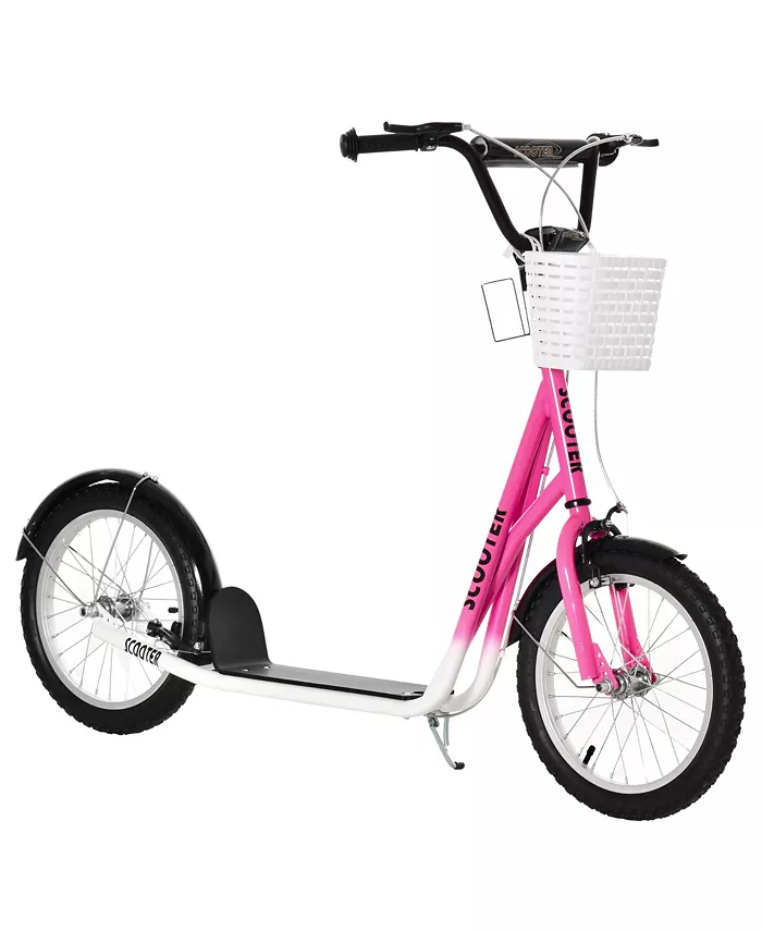 Aosom Adjustable Kick Scooter Inflatable Wheels， Brake， Storage  Mudguard - Mycitystee