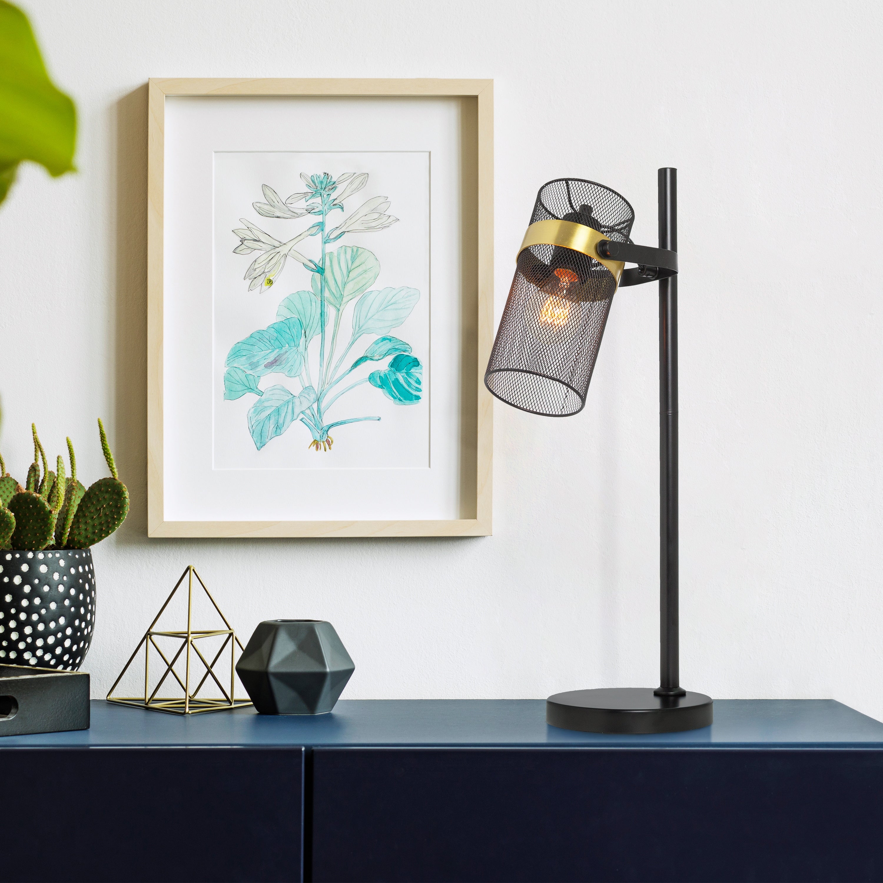 Edmund River of Goods Black Metal 24-Inch Table Lamp with Adjustable Drum Shade - 8.75