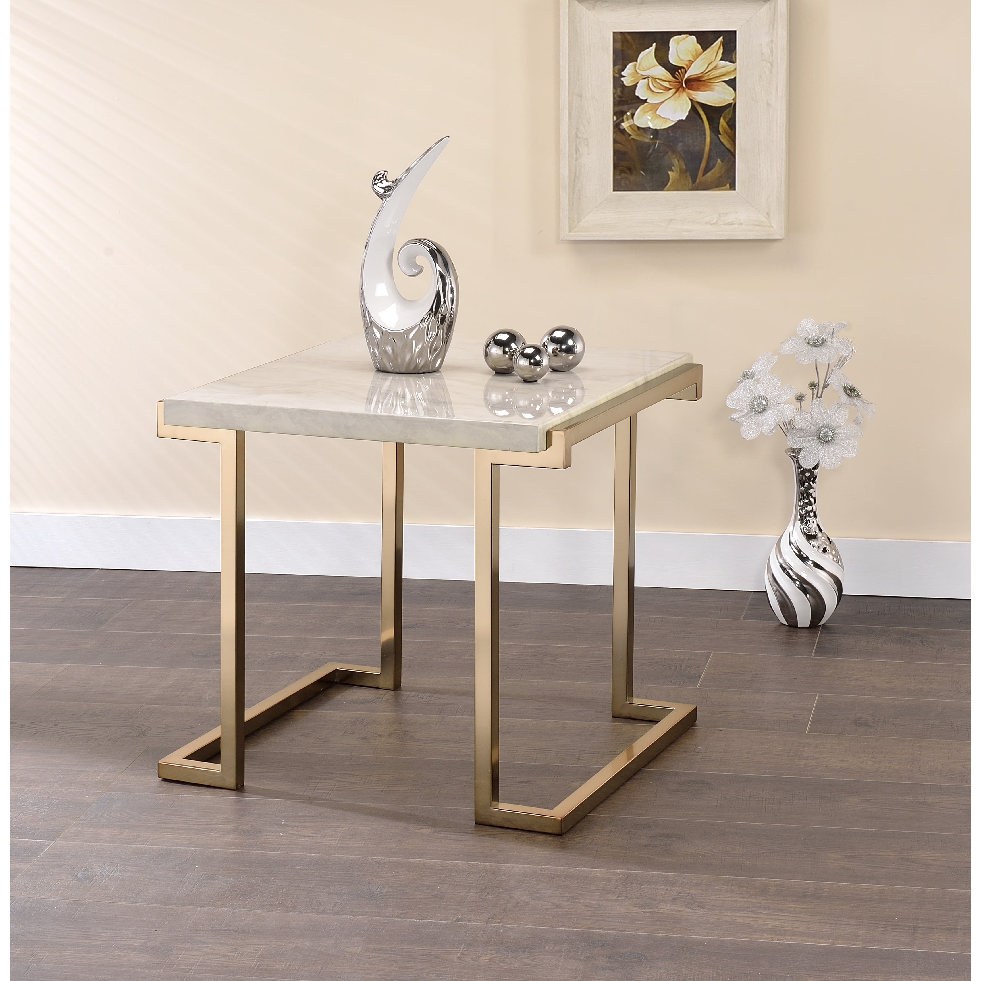 Boice II End Table with Faux Marble Top - Mycitystee